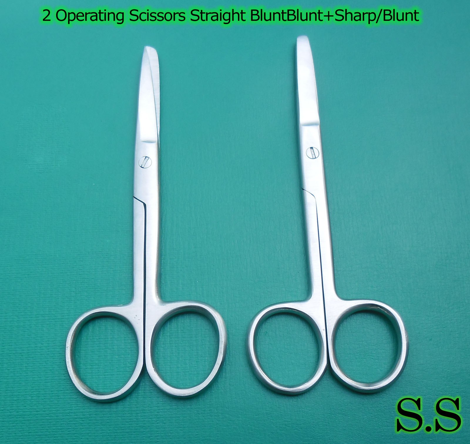 2 OPERATING DISSECTING SCISSORS 5.5″STRAIGHT BLUNT/BLUNT SHARP/BLUNT