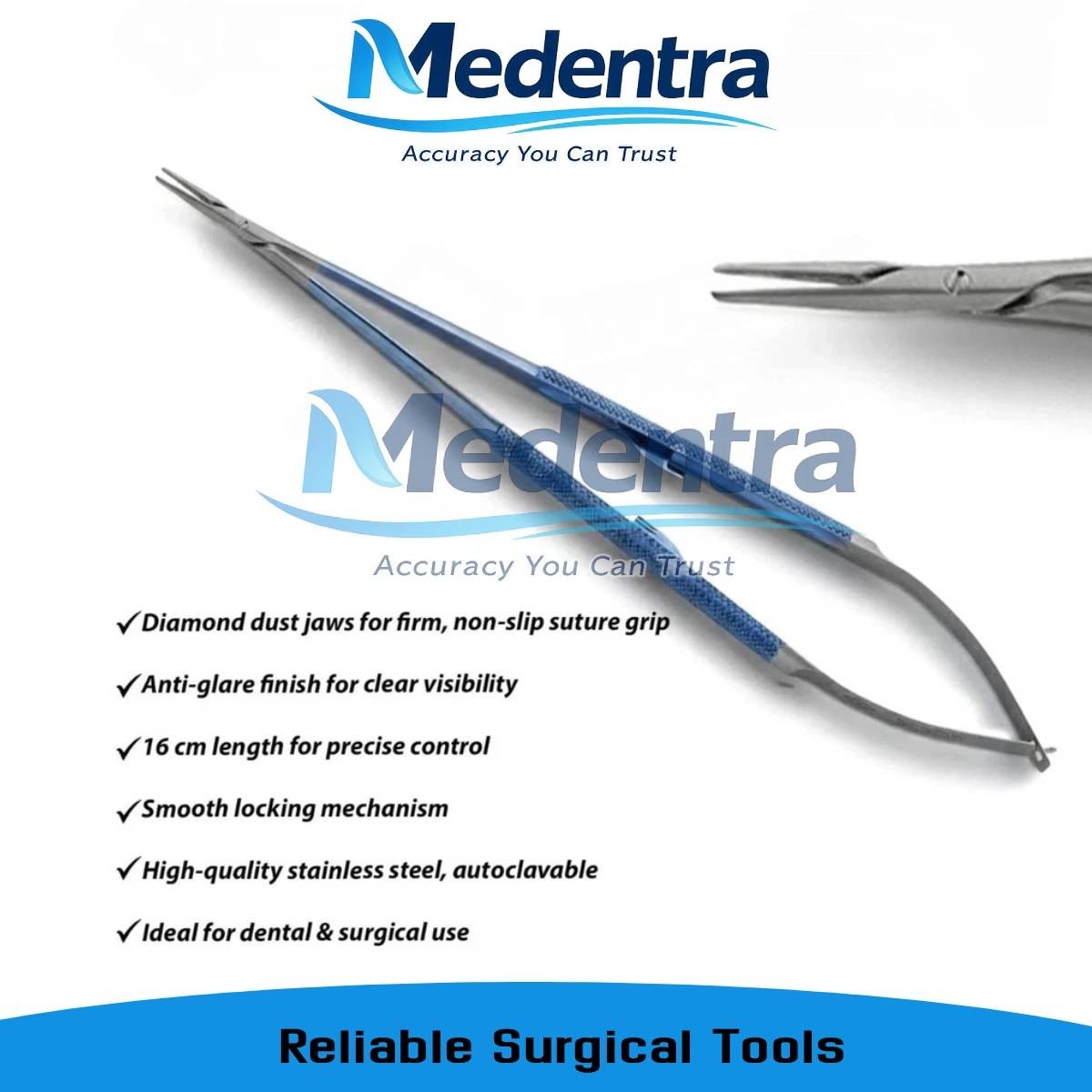Titanium Micro Castroviejo Needle Holder straight Diamond Dust Jaws 25.4cm
