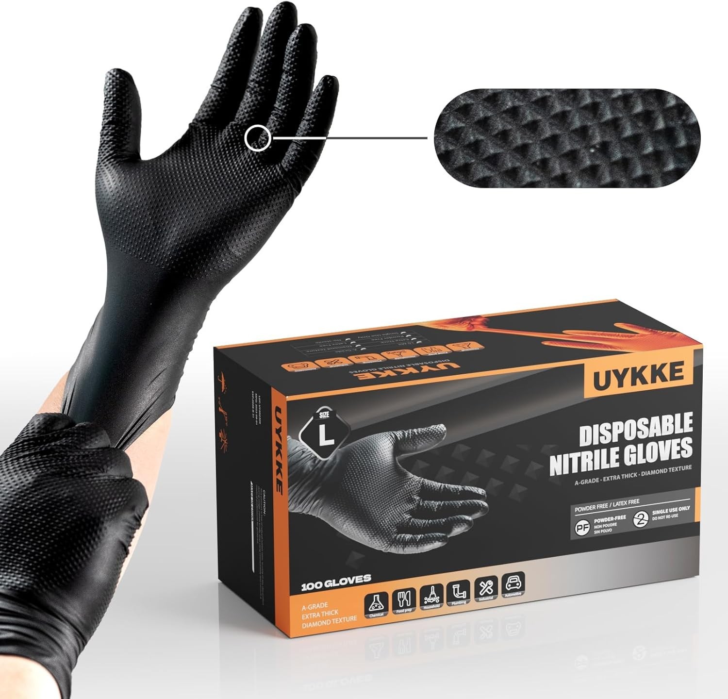10mil Nitrile Gloves Thick,Industrial Disposable Gloves with Diamond Textured…