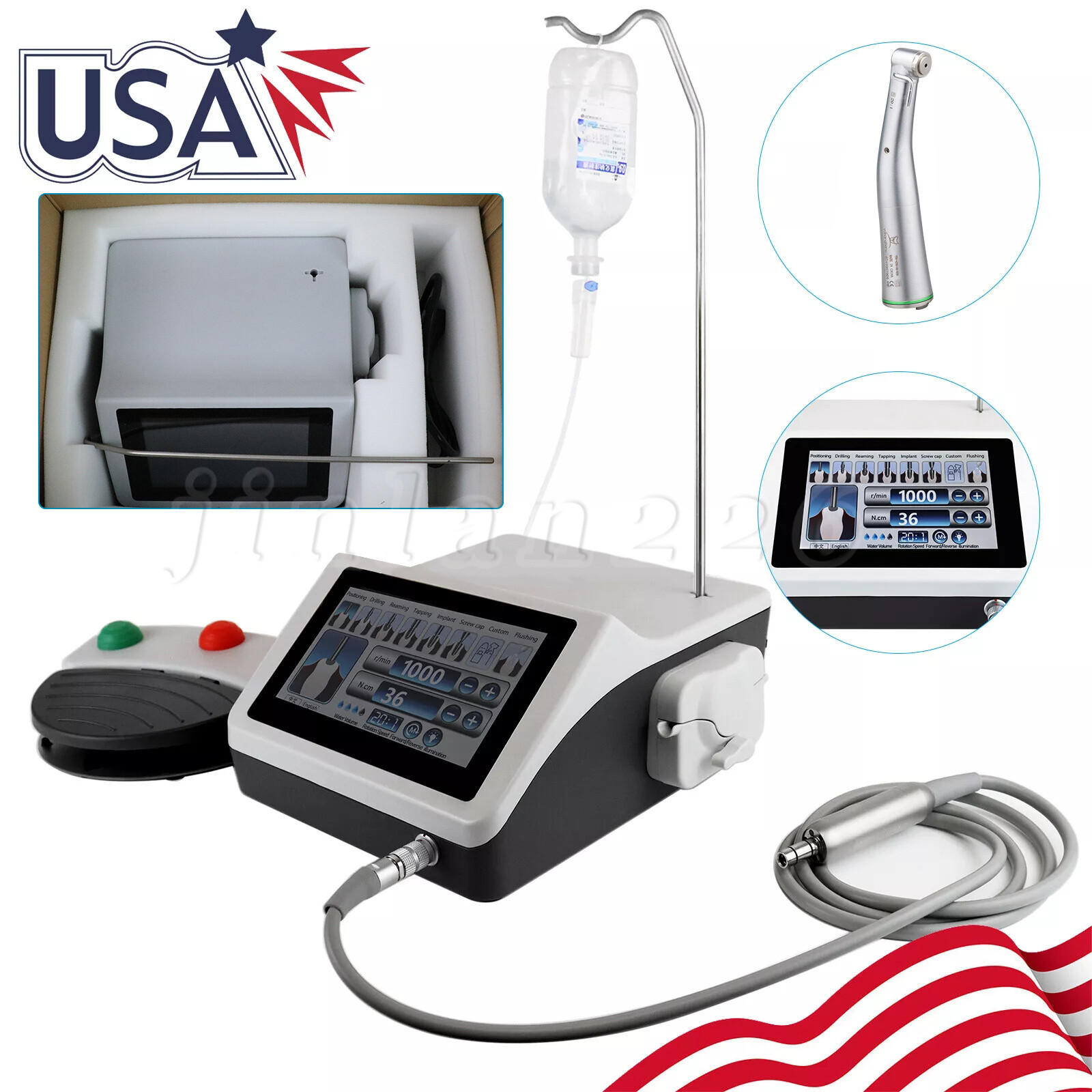 Dental Implant Surgical Brushless Motor Touch Screen with LED 20:1 Contra Angle