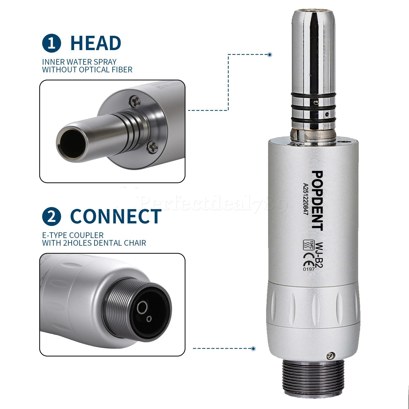 Dental Slow Low Speed Handpiece Push Contra Angle/Air Motor NSK Style 2/4 Holes