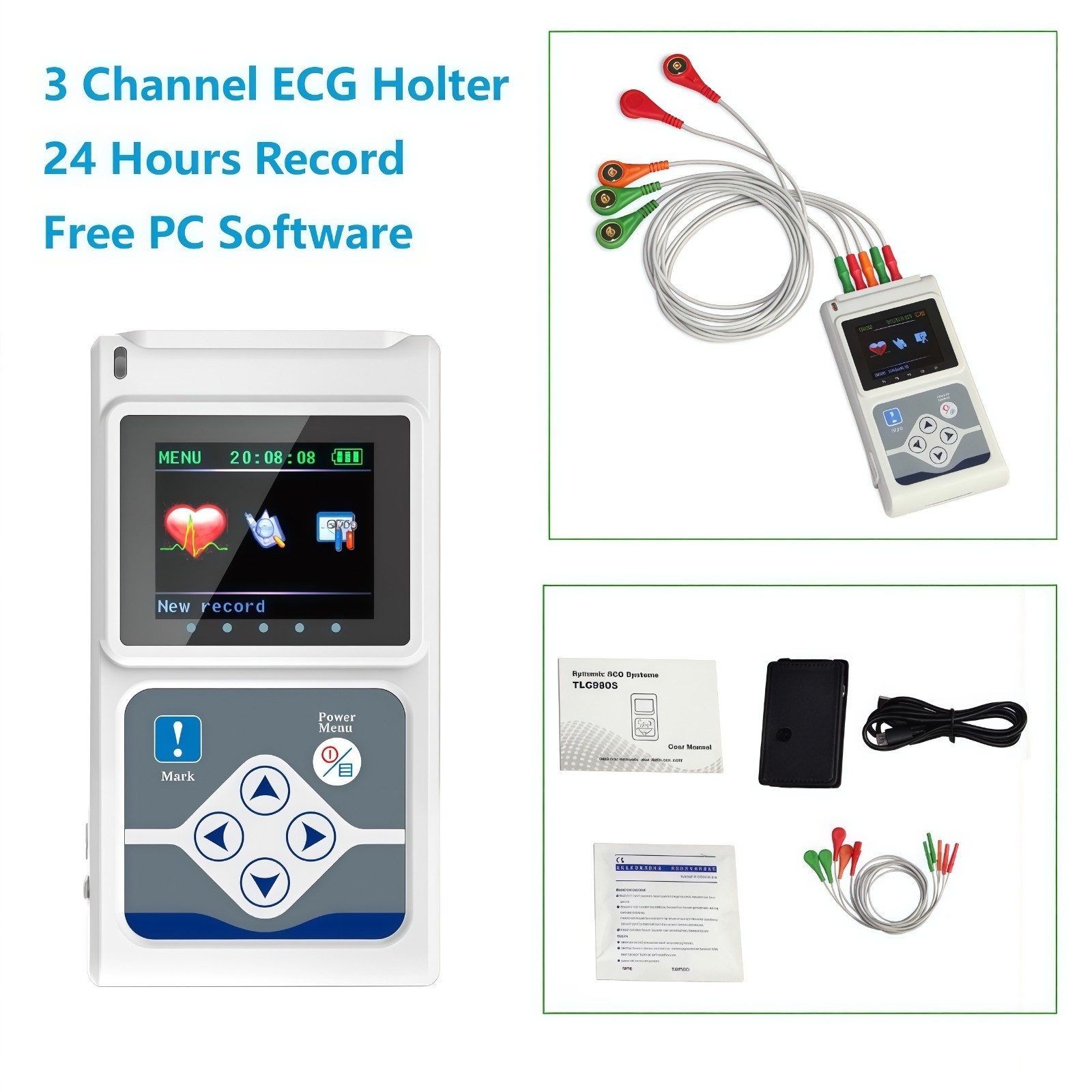 3 Channel ECG Holter 24Hours Recorder Dynamic Monitor TLC9803
