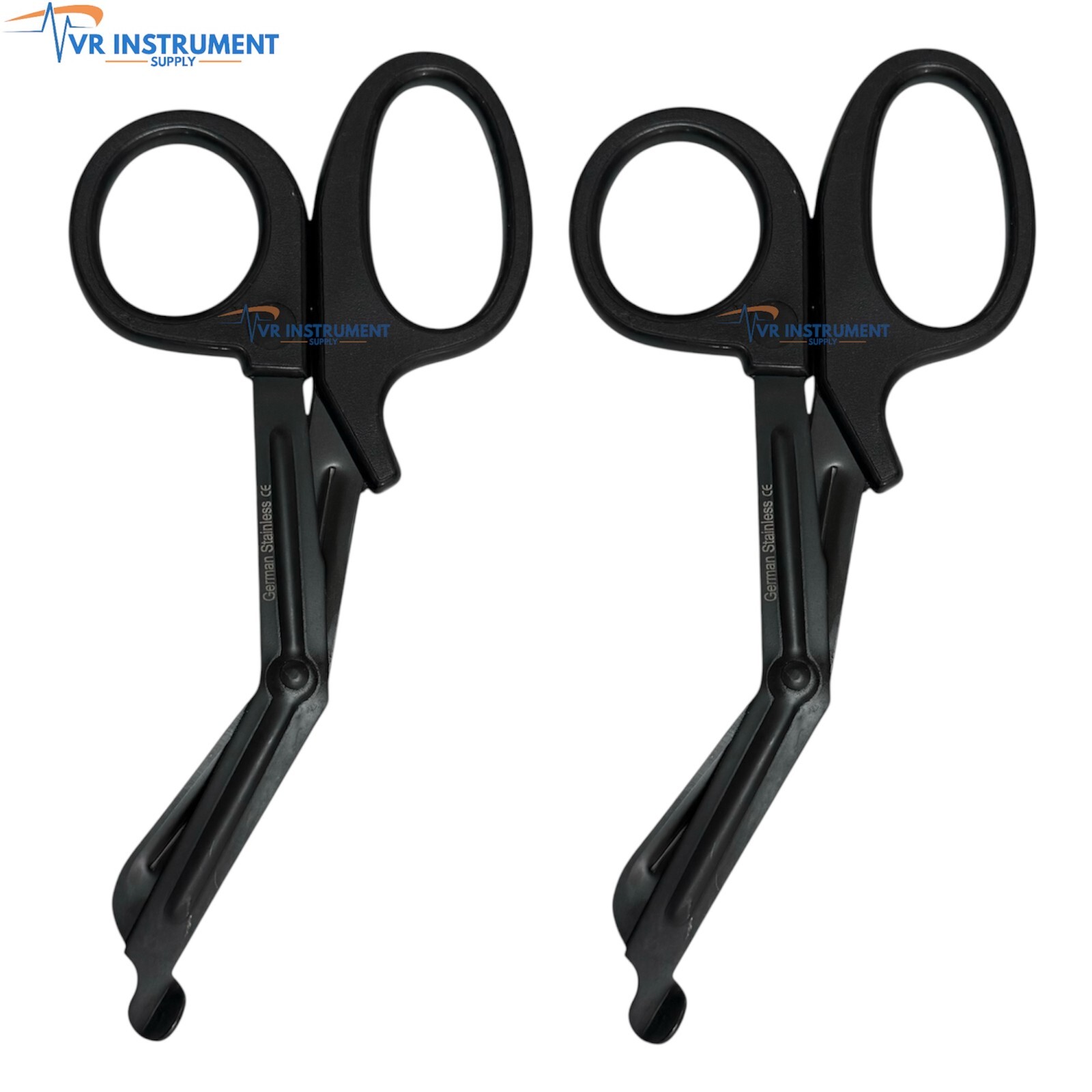VR Instrument Supply Medical Scissors EMT and Trauma Shears 7.5 All Black 2 Pcs