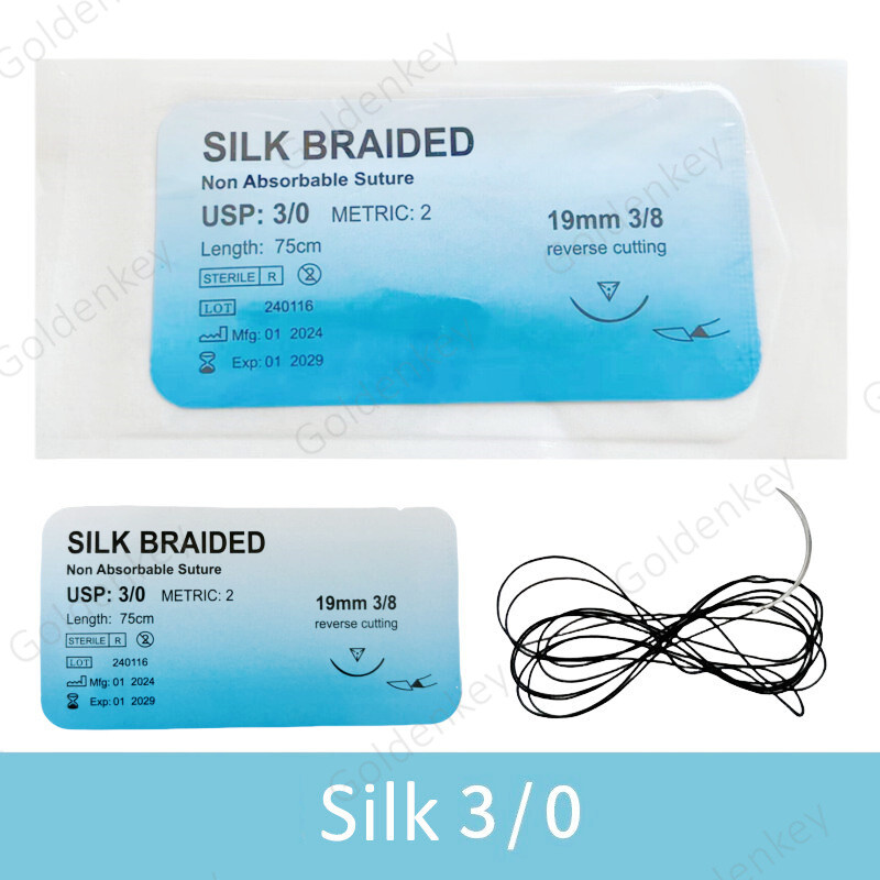Silk Sutur Practice Suturs Dental 3/0 4/0 5/0 Braided Reverse For Practice