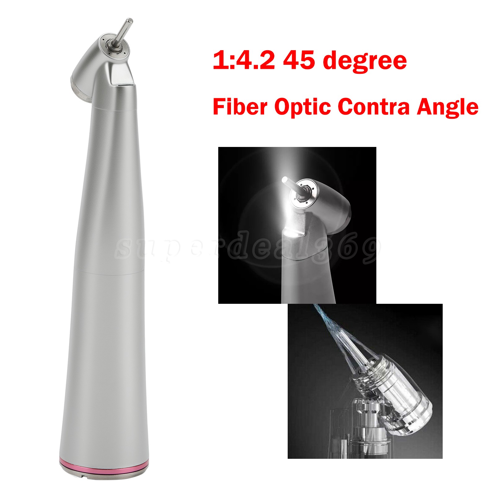 Dental 1:4.2 Increasing Handpiece 45 Degree Electric Contra Angle Fiber Optic US