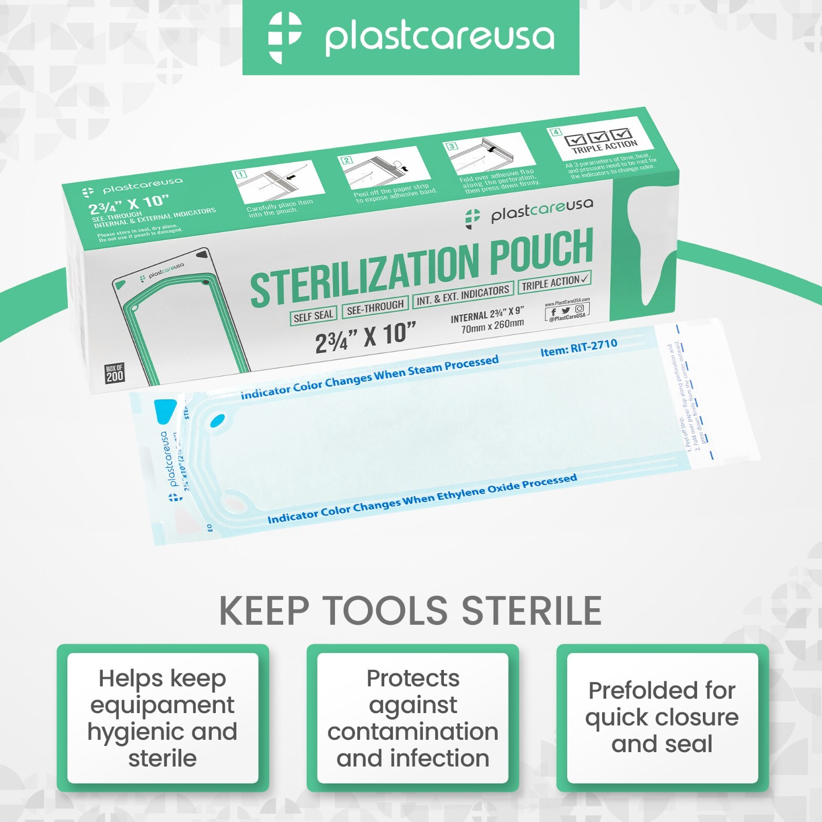 1,000 2.75″ x 10″ Self-Sealing Sterilization Pouches for Autoclave (5 Boxes)