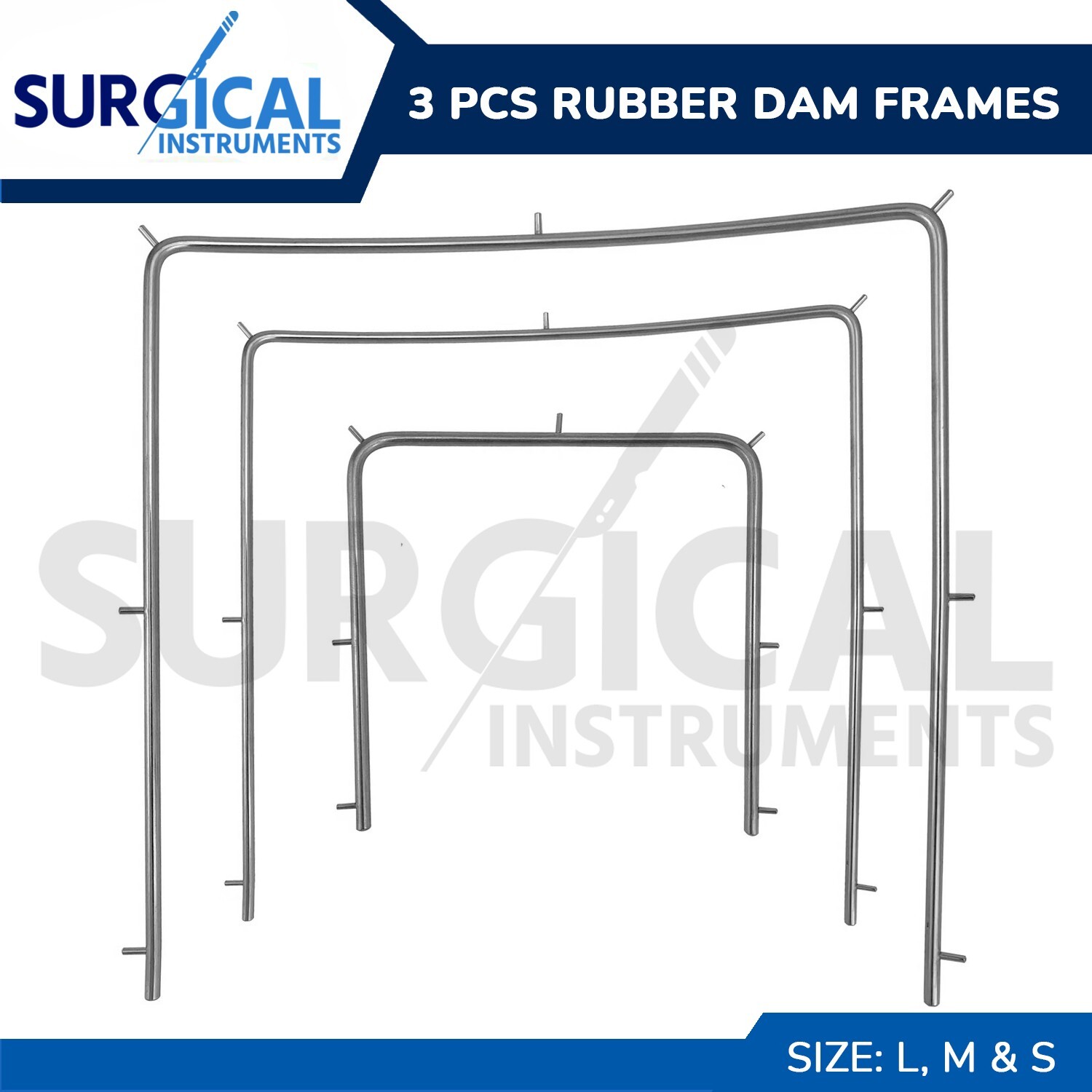3 pcs Rubber Dam Frames L, M & S Dental Orthodontic Dentist Instrument Free Ship