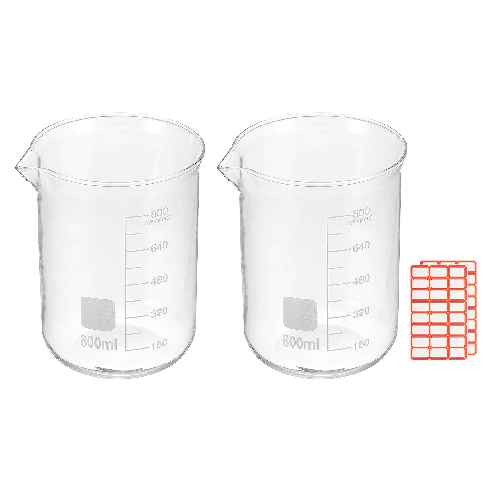 800ml Glass Beaker, 2 Pack Measuring Glass Beaker Graduated Borosilicate Cups
