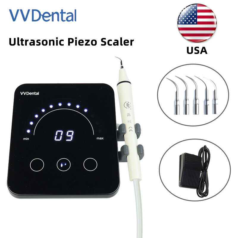 Dental Ultrasonic Piezo Scaler With 5 Tips Fit Woodpecker EMS Cavitron Handpiece