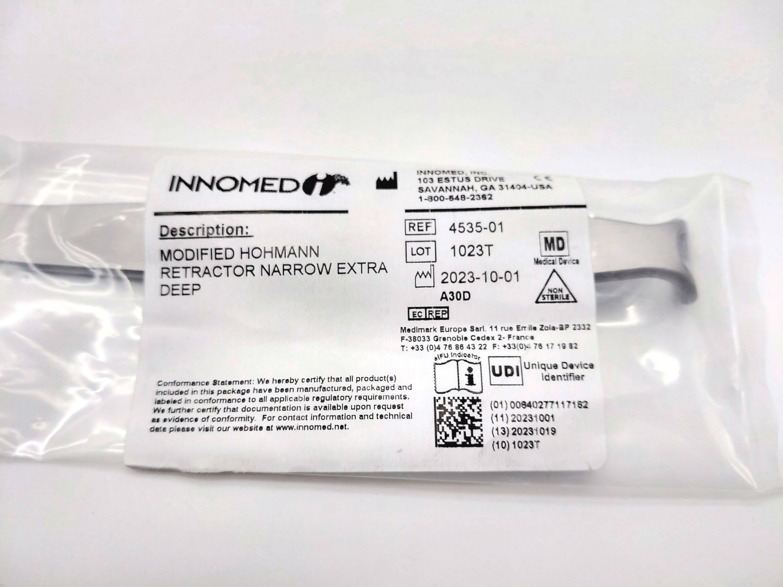 Innomed 4535-01 Extra Deep Modified Narrow Hohmann Retractor 11.6″ – NEW