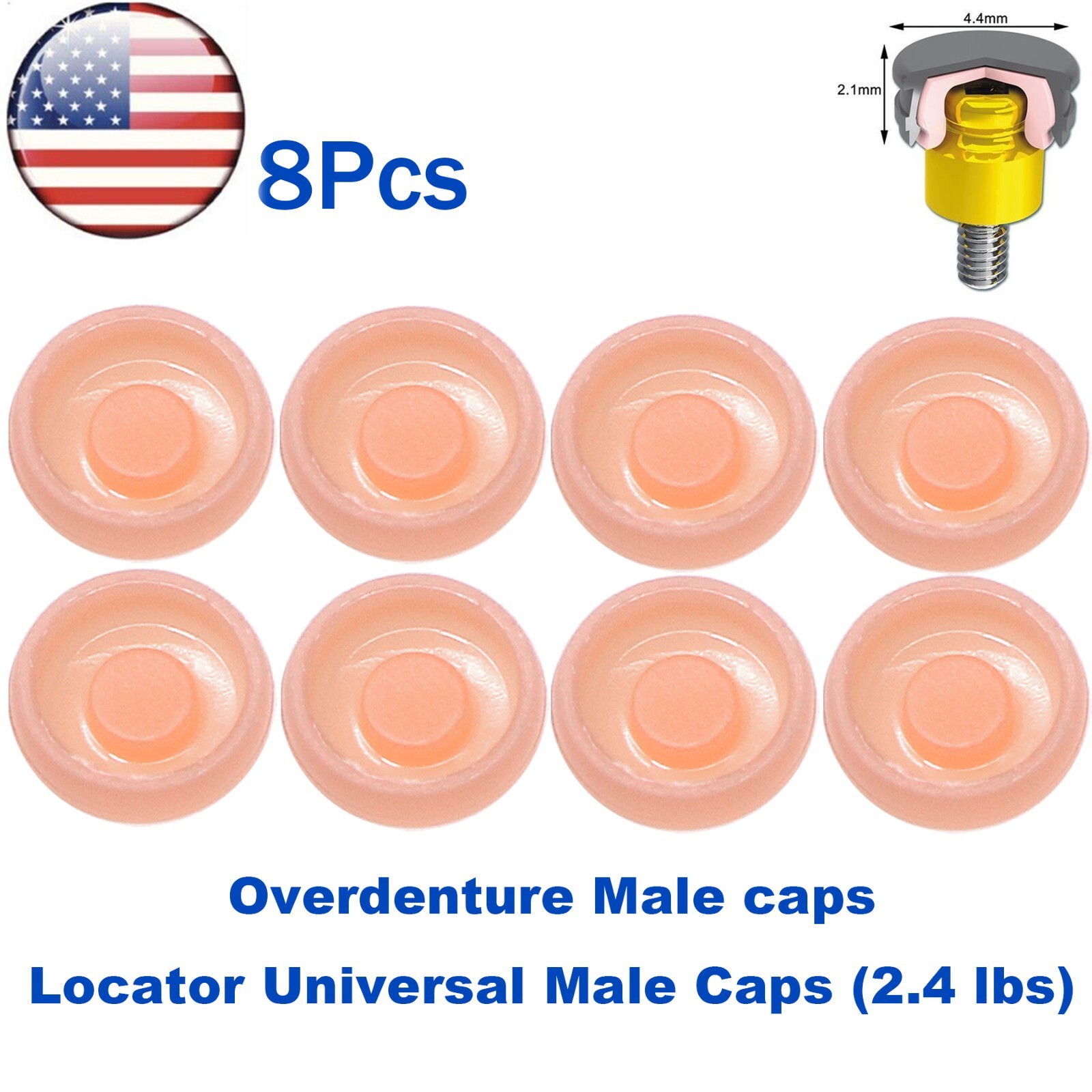 US Dental Overdenture Locator Implant Retention Caps Metal Housing 1.2/2.4lb Cap