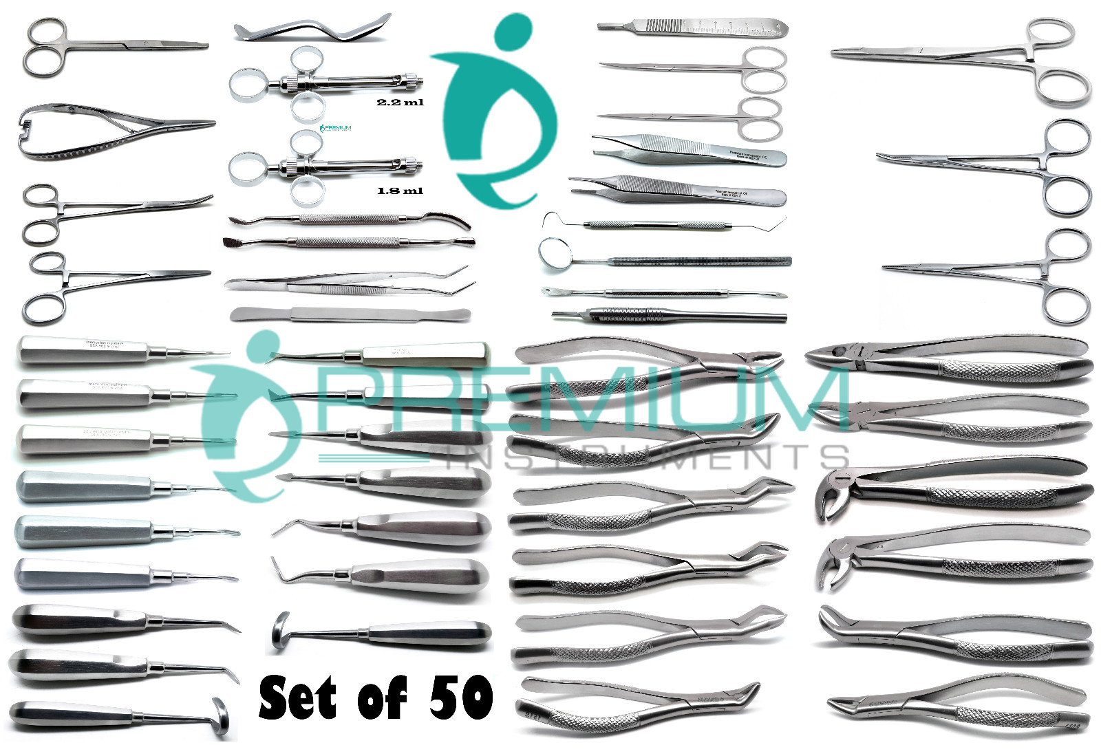 Dental Extraction Elevators Forceps Surgical Premium Instruments Set of 50