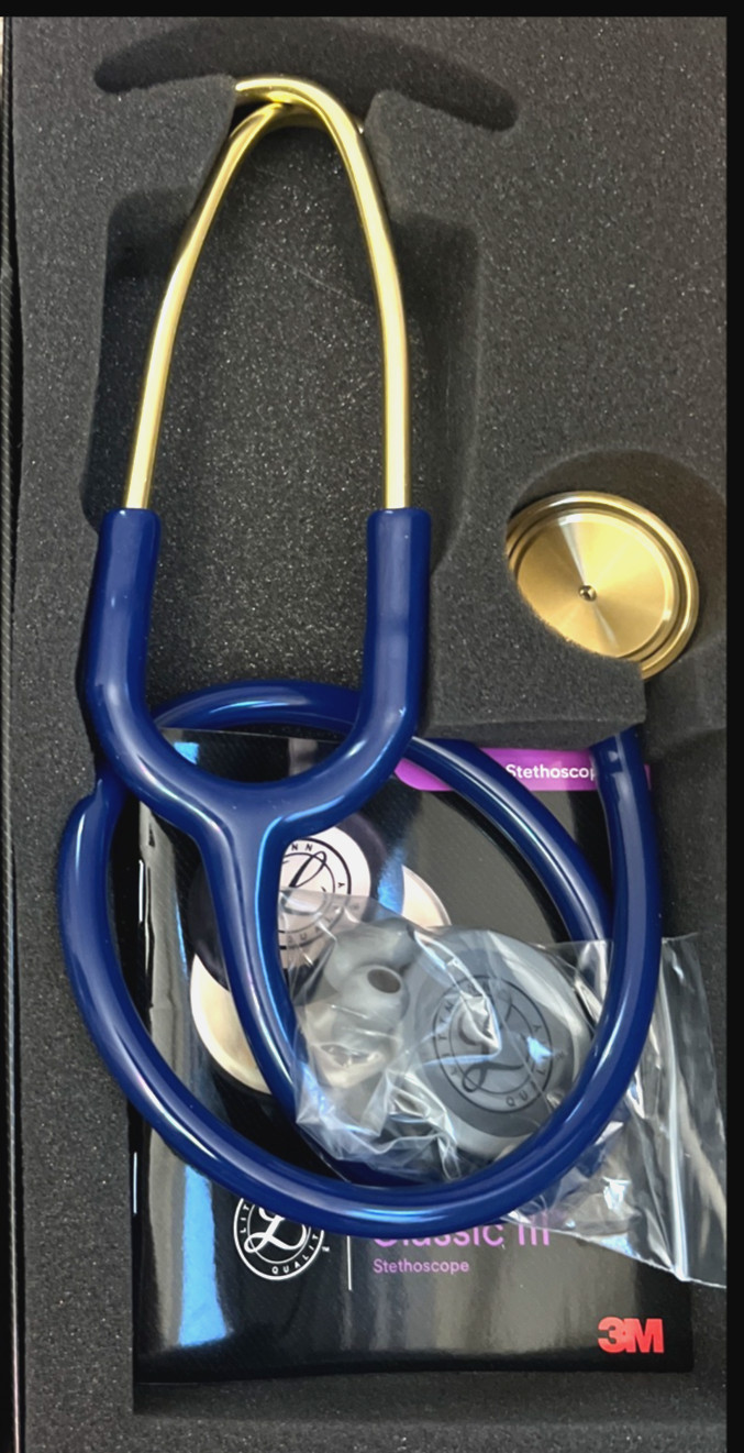High quality classic III dual head stethescope nurse doctor Blue Gold chest pcs