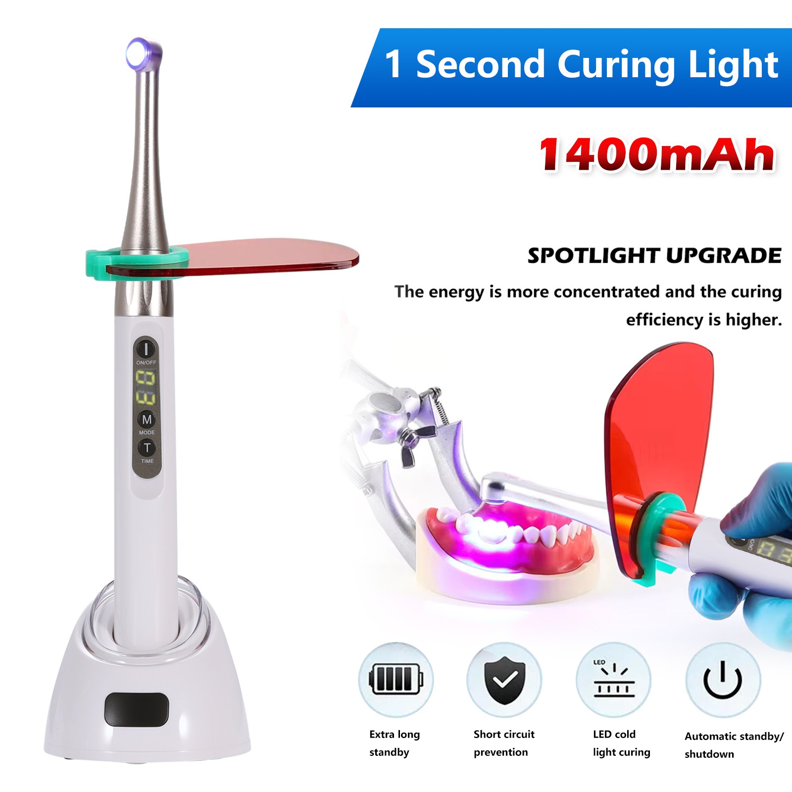 1-5 Dental Woodpecker Style iLED Wireless Curing Light Lamp 1 Sec Cure White sa