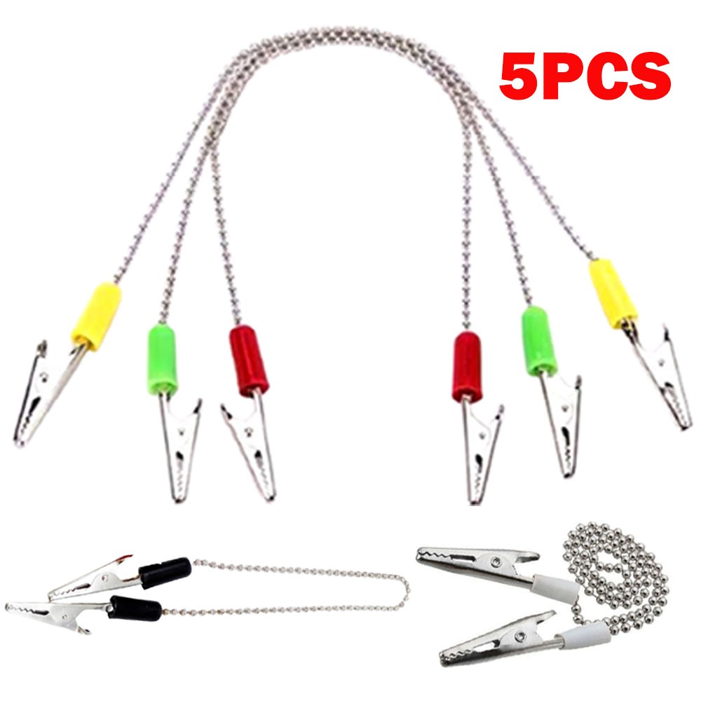 5Pc 40cm Napkin Holder Dental Lab Bib Crocodile Clip Flexible Metal Ball Chains