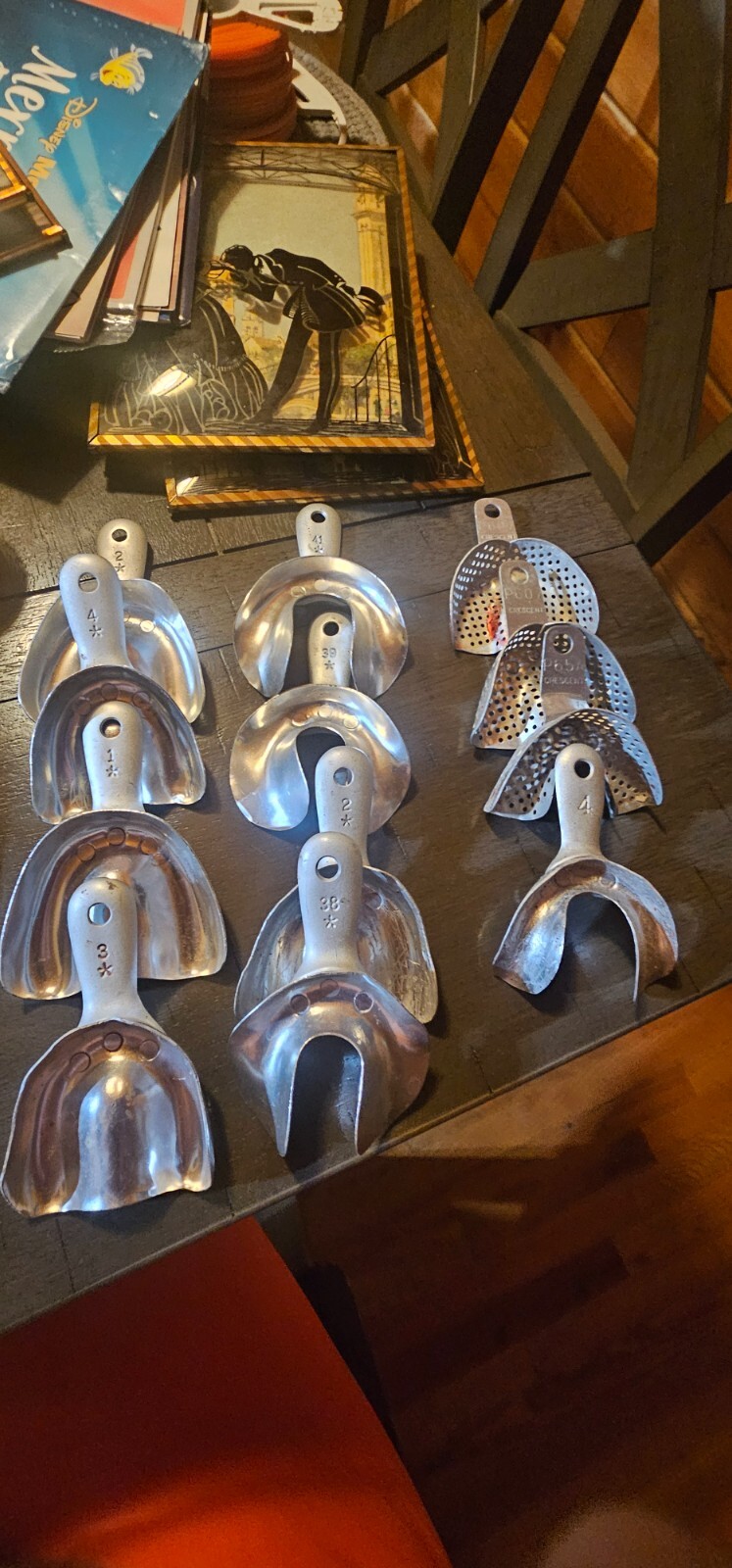 LOT OF (12) VINTAGE ALUMINUM DENTAL TRAYS