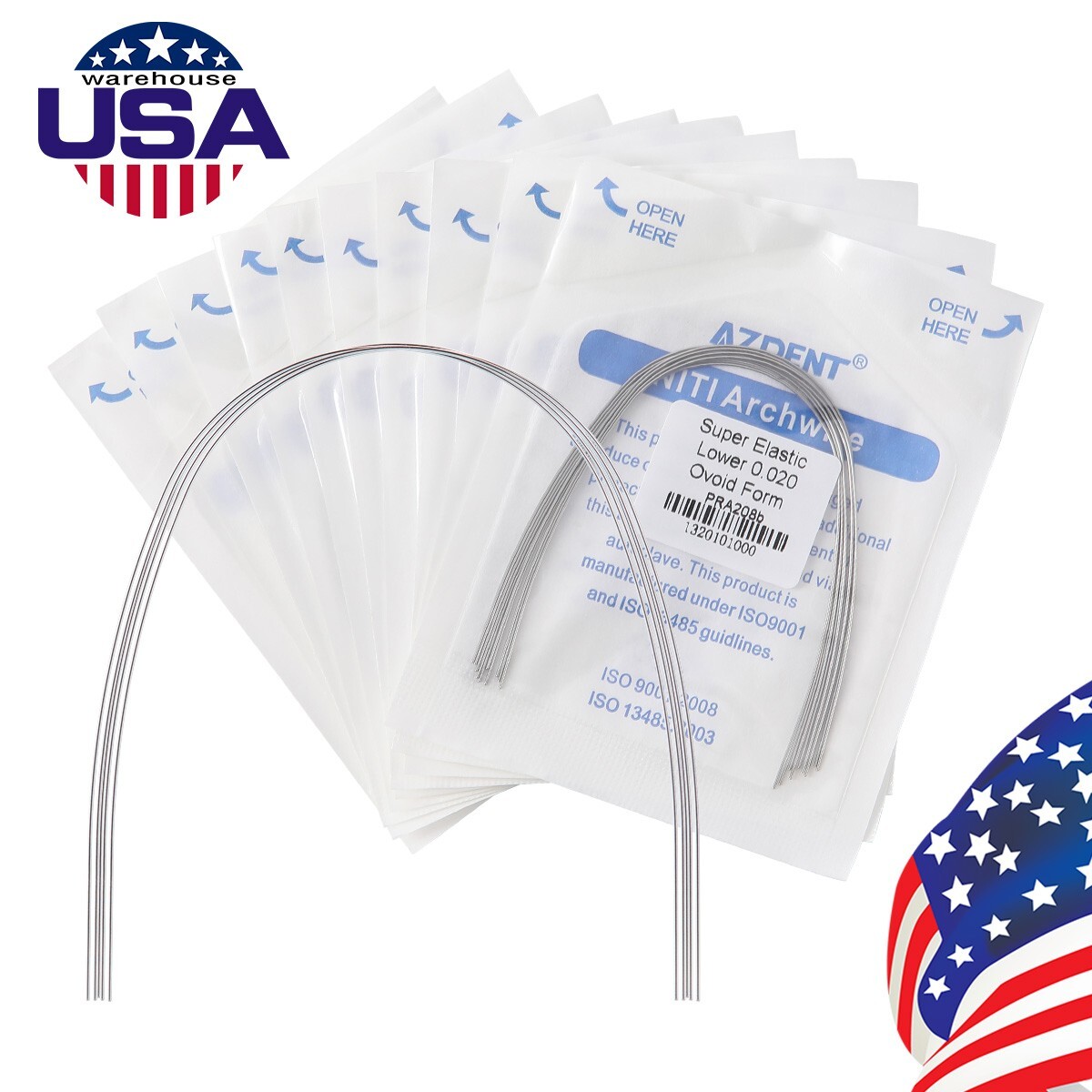 10pcs AZDENT Dental Ortho Arch Wire Super Elastic NiTi Ovoid Round Rectangular