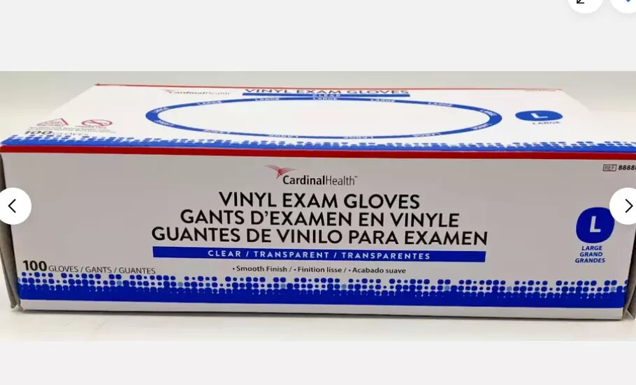10 Boxes of 100 Vinyl Exam Gloves , 1000 Clear Large, Powder Free – Latex Free