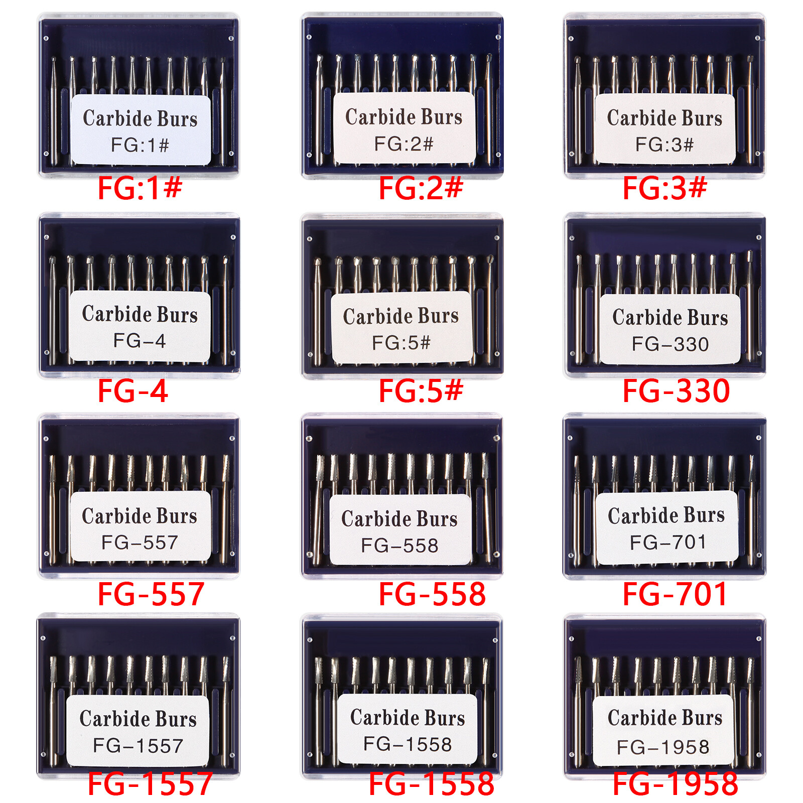 10pc/1pack Fresas de acero de carburo tungsteno FG redondas Drill Alta velocidad