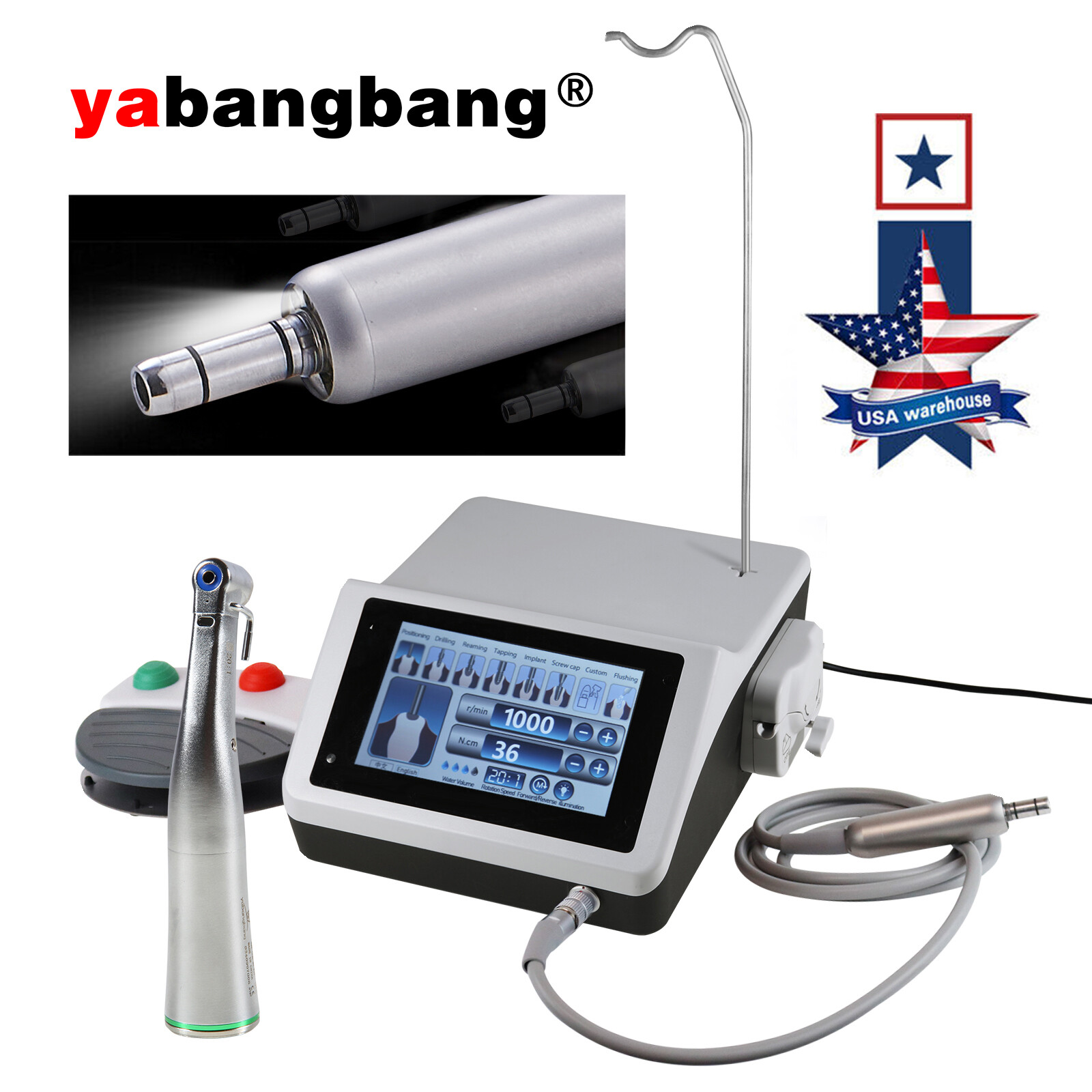 Dental Implant Surgical Motor Touch Screen System 20:1 LED Contra Angle