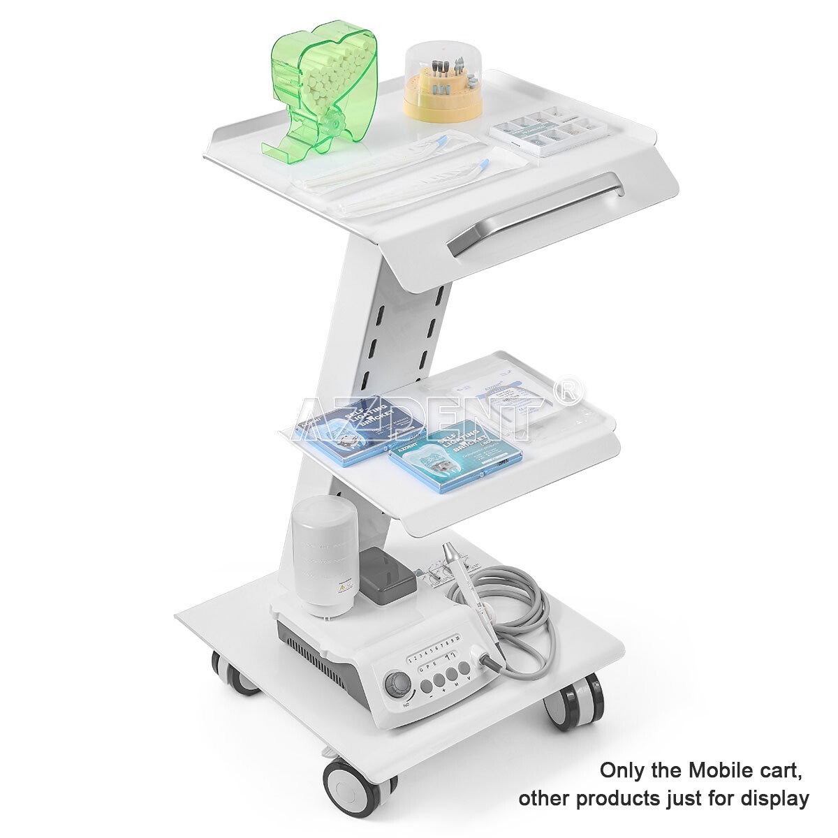 Dental Medical Cart Mobile Instrument Cart Trolley three layers Built-in Socket