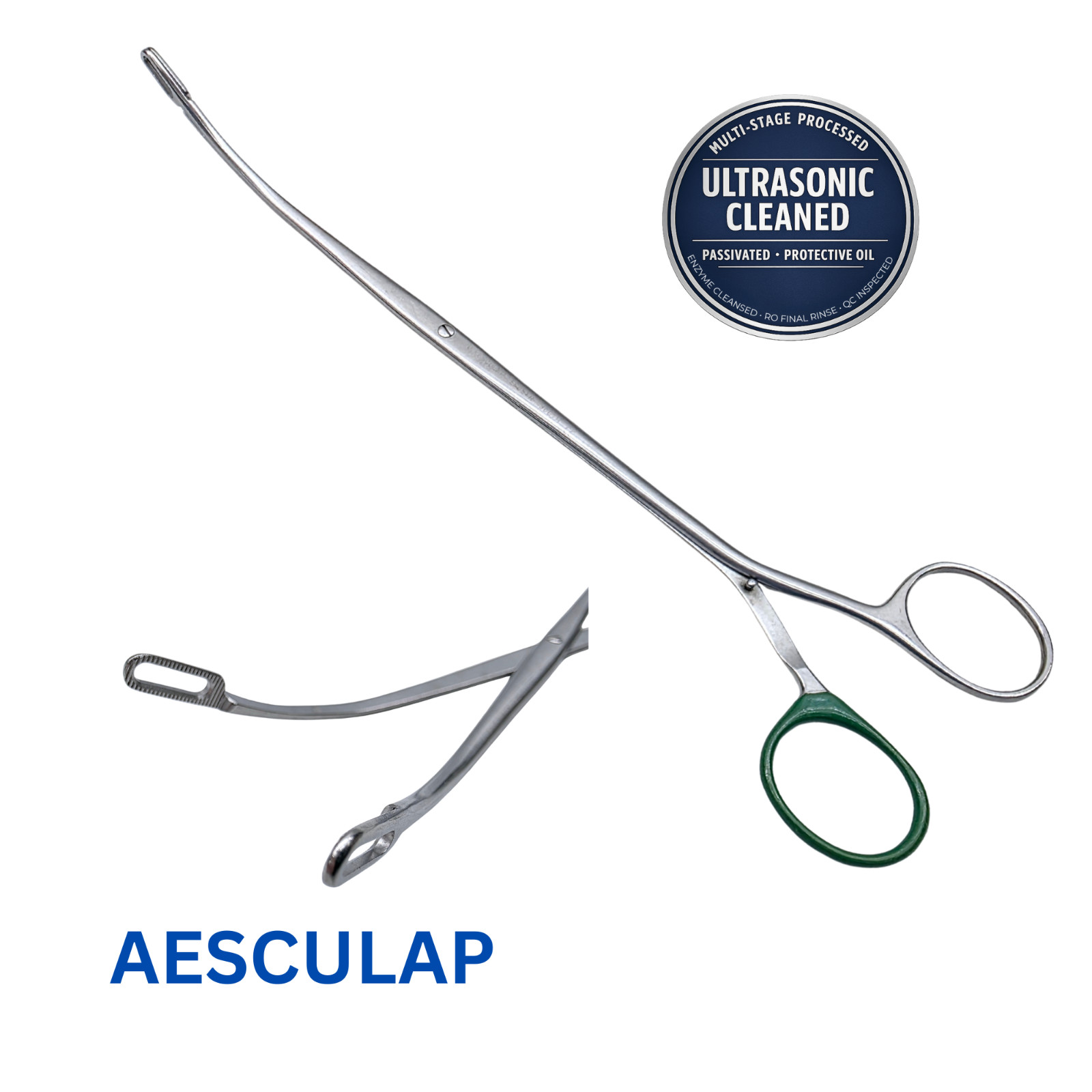 AESCULAP EF051R Randall Kidney-Stone Forceps Curved 9″ – Ultrasonic Cleaned