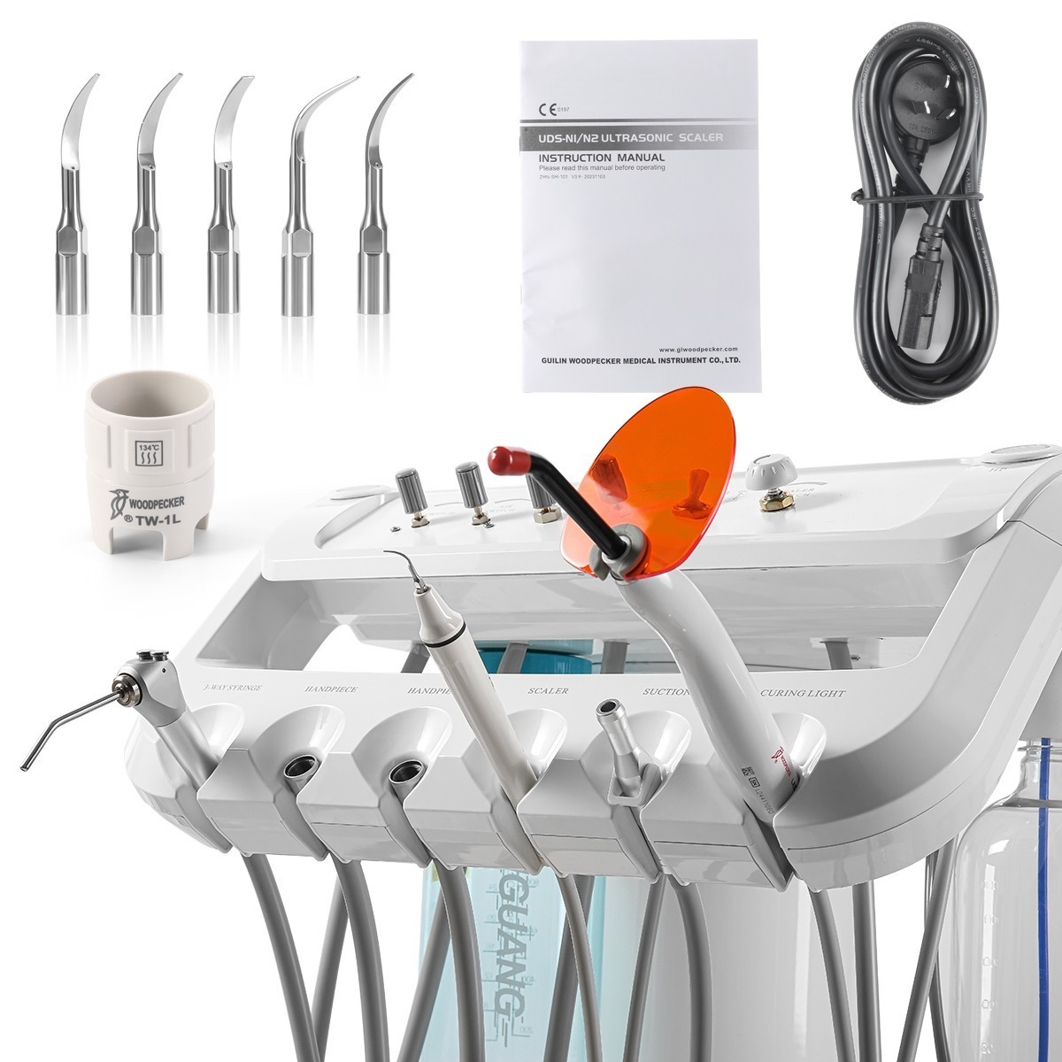 Portable Dental Delivery Unit Syringe Suction Turbine With Air Compressor 4Hole