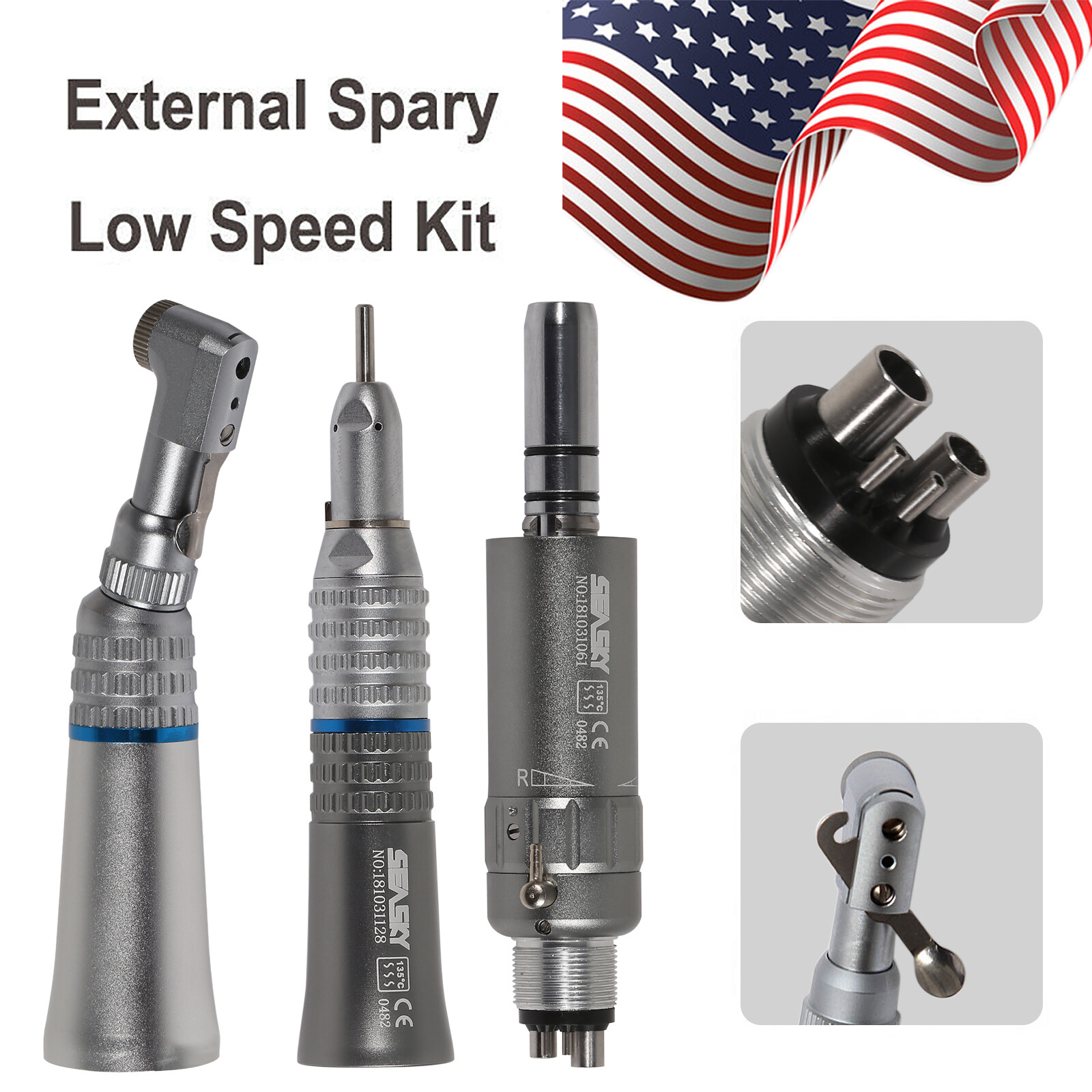 NSK Style Dental Slow Low Speed Handpiece Contra Angle Straight Motor 2/4Hole YP