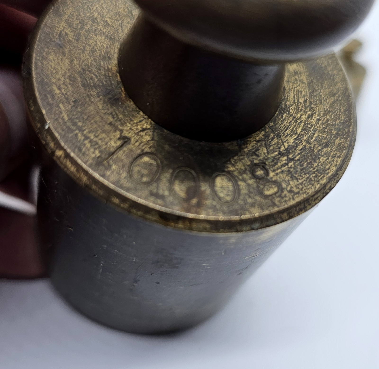 5 Screw Top Knobs BRASS SCALE WEIGHTS, Calibration Apothecary 1000 500 200 Grams