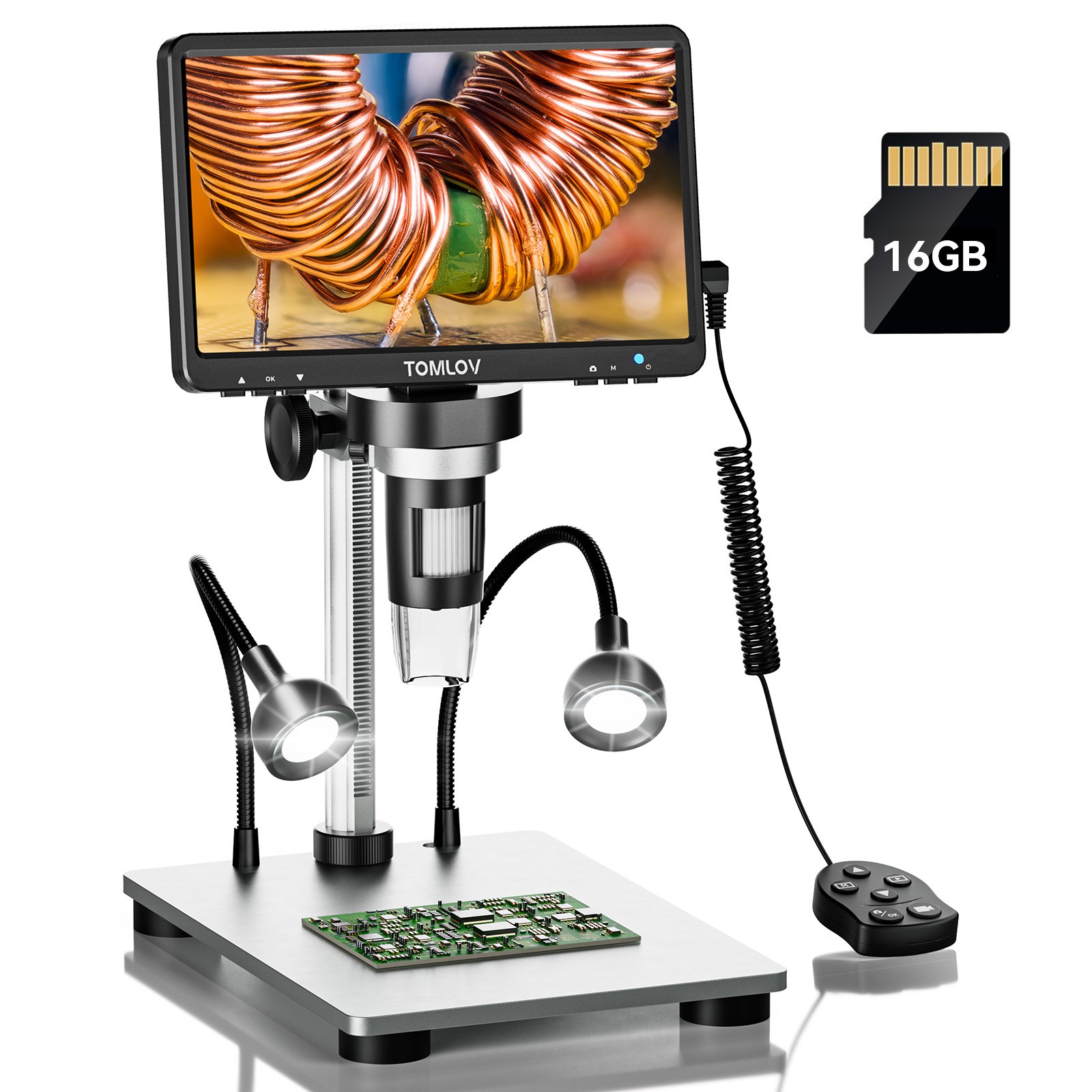 TOMLOV Digital Microscope 1200X 1080P Soldering Microscope Coin Magnifier 32GB