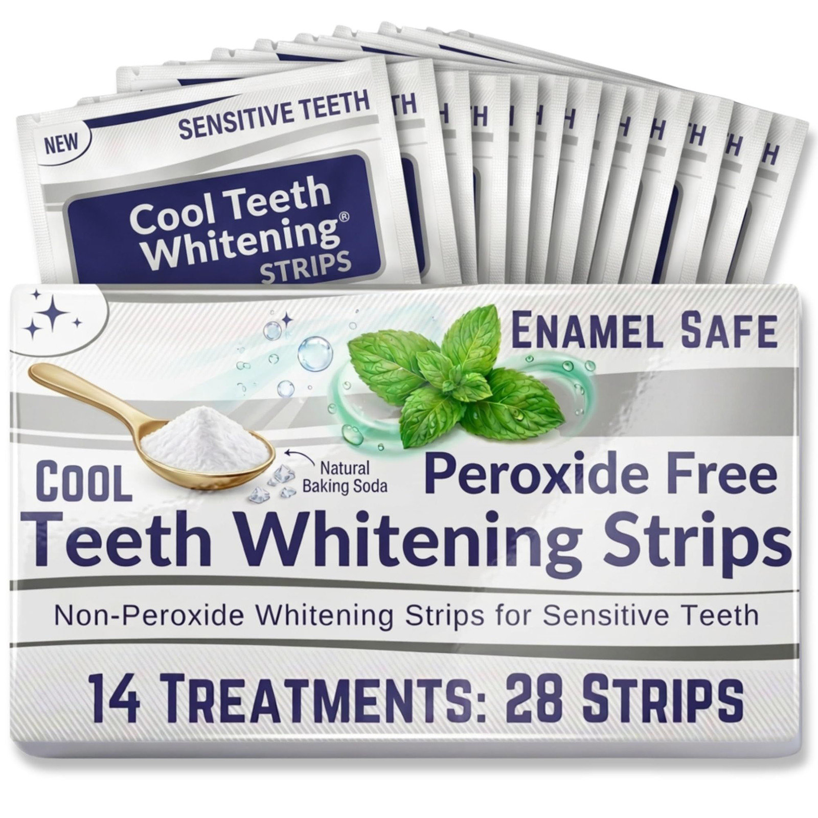 Natural Teeth Whitening Strips for Sensitive 2 Count (Pack of 14), White