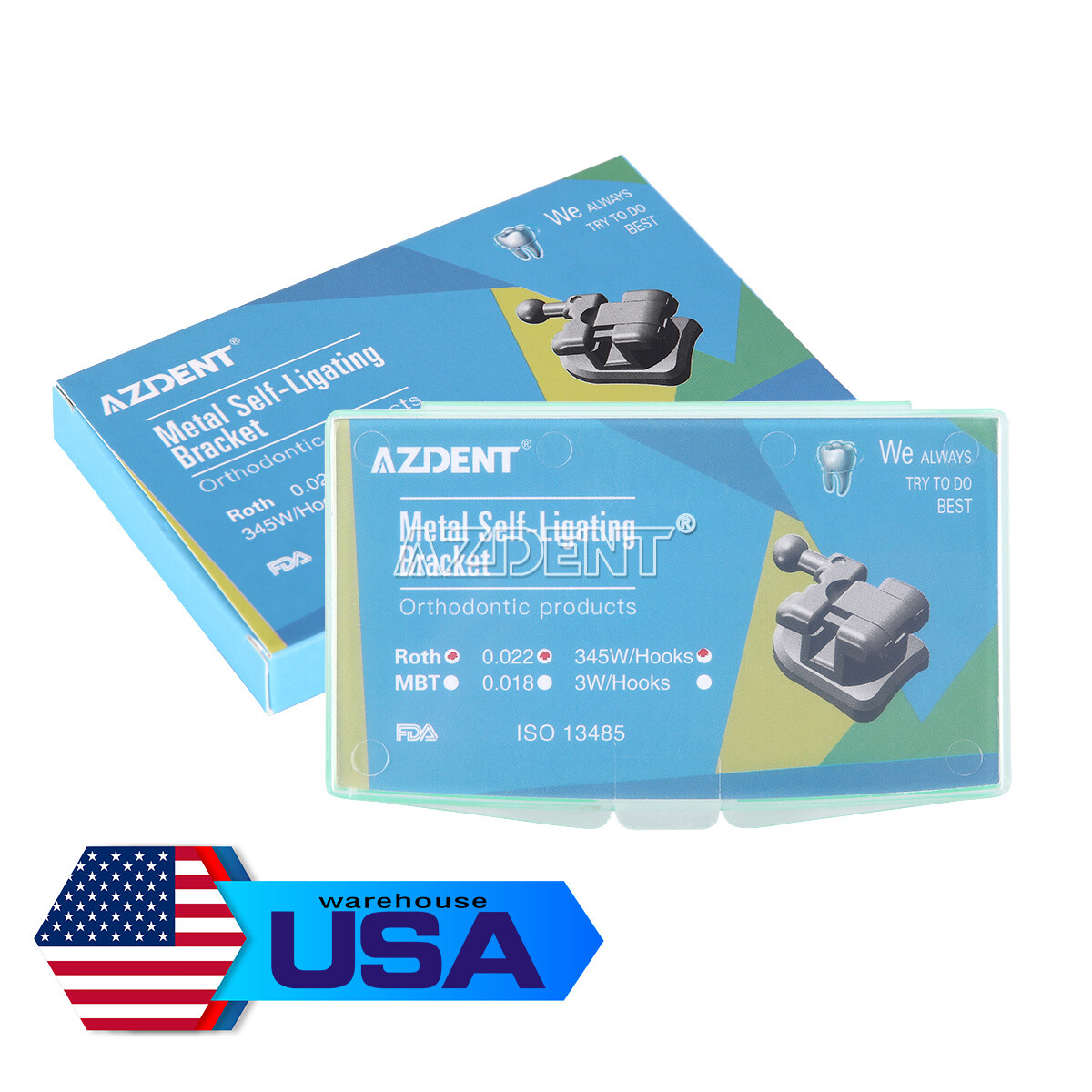 AZDENT Brackets ortodónticos dentales autoligables Roth/MBT.022 Ganchos 345