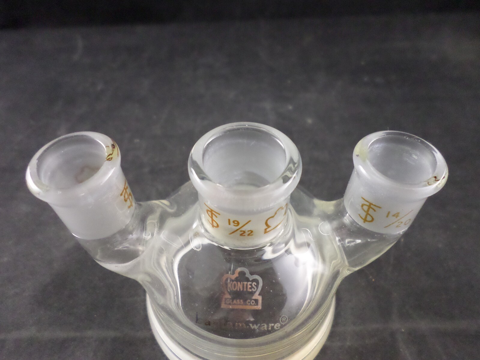 KONTES Glass Multi-Neck (3) Reaction Flask Top 19/22 & 14/20 Joints 50mm Flange