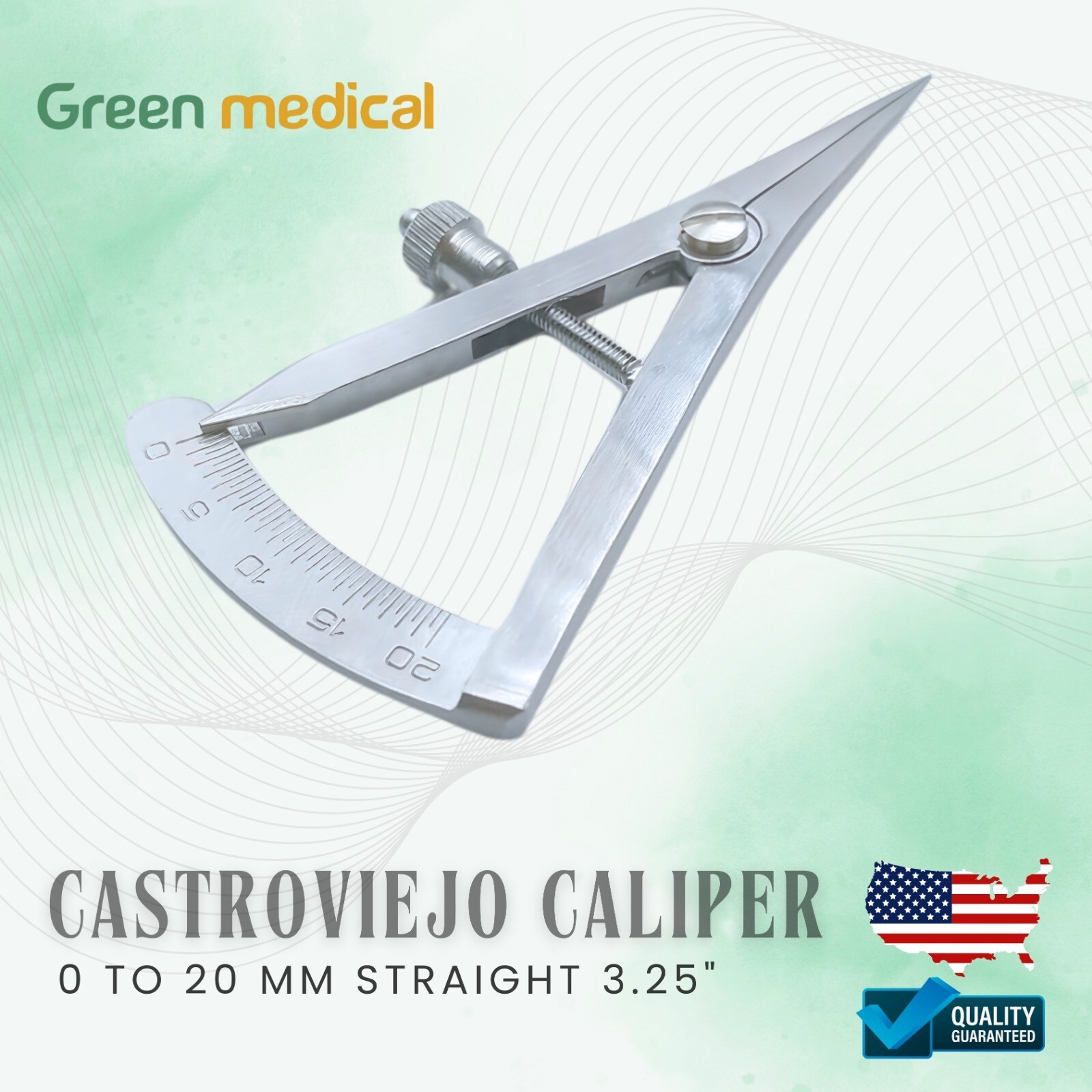 Castroviejo Caliper Surgical Dental Instrument 0 to 20 MM 3.5″ (8.89cm)