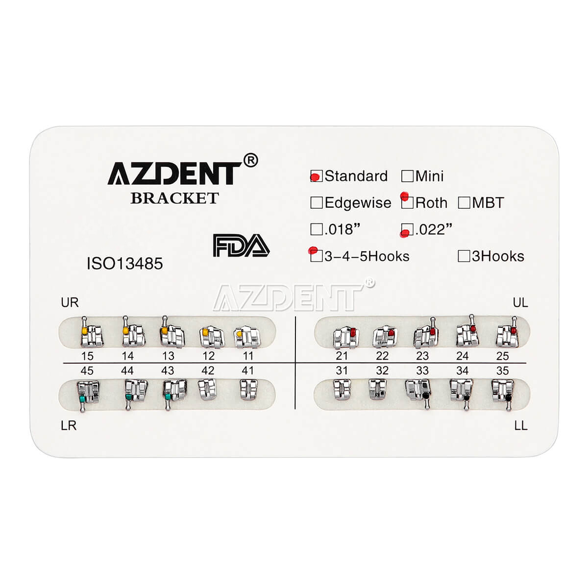 USA Dental Orthodontic Metal Brackets Braces Standard Roth.022 Hooks 345 AZDENT