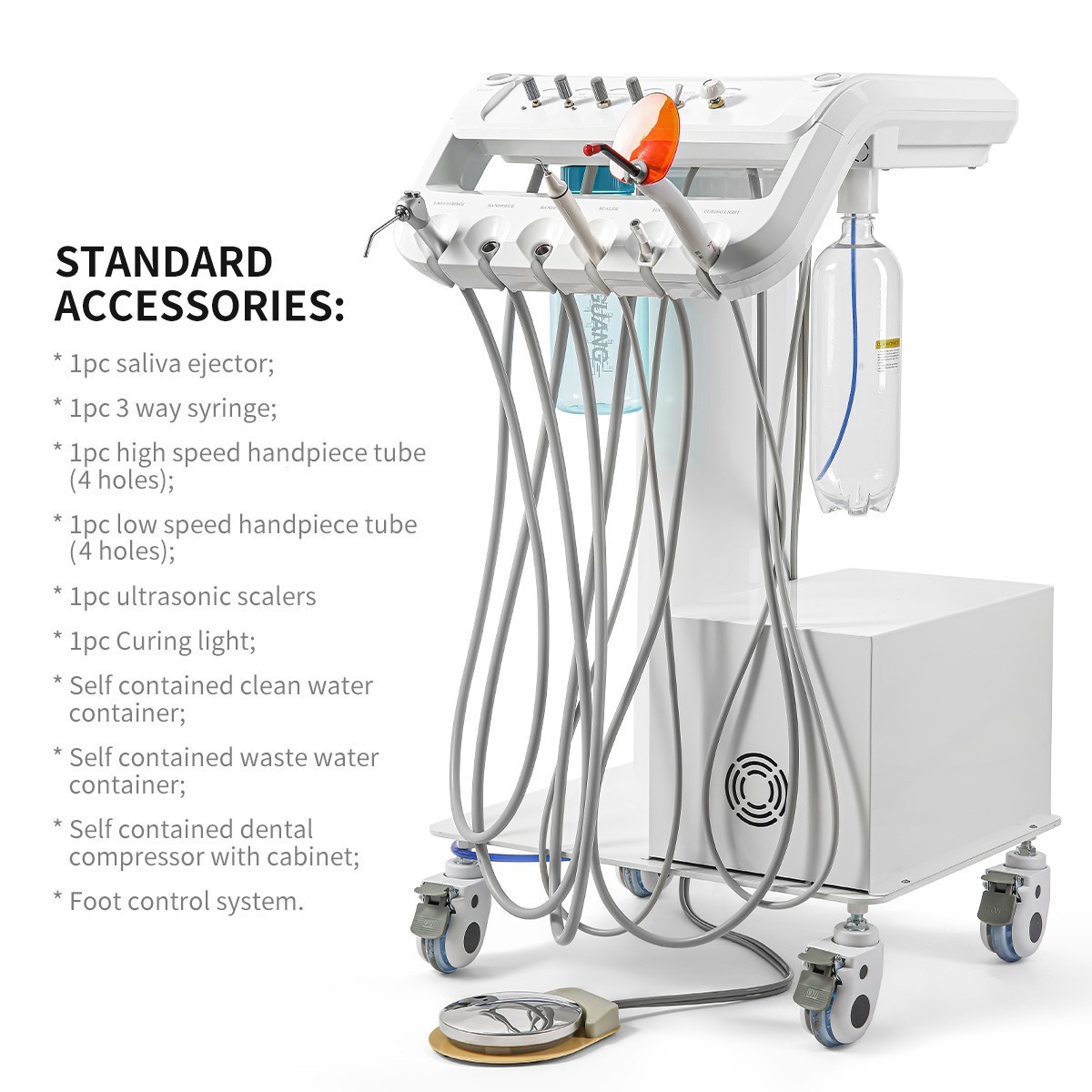 Portable Dental Unit Air Compressor 4H /2 IN 1 Piezo Bone Surgery &Implant Motor