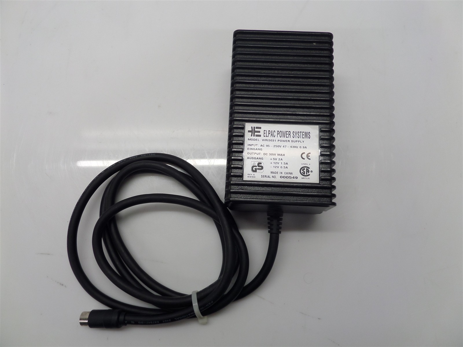 Elpac Power Systems WRI3031 30W DC Power Supply +12V 1.5A -12V 0.5A +5V 2A