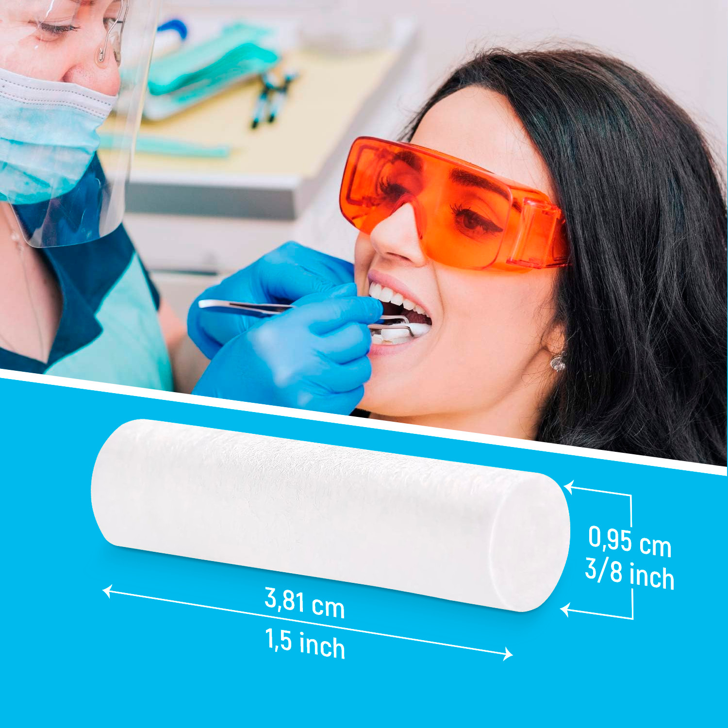 800 Dental Gauze Cotton Rolls 1-1/2″ x 3/8″, (#2 Medium), Kids Nose Plugs Bleed