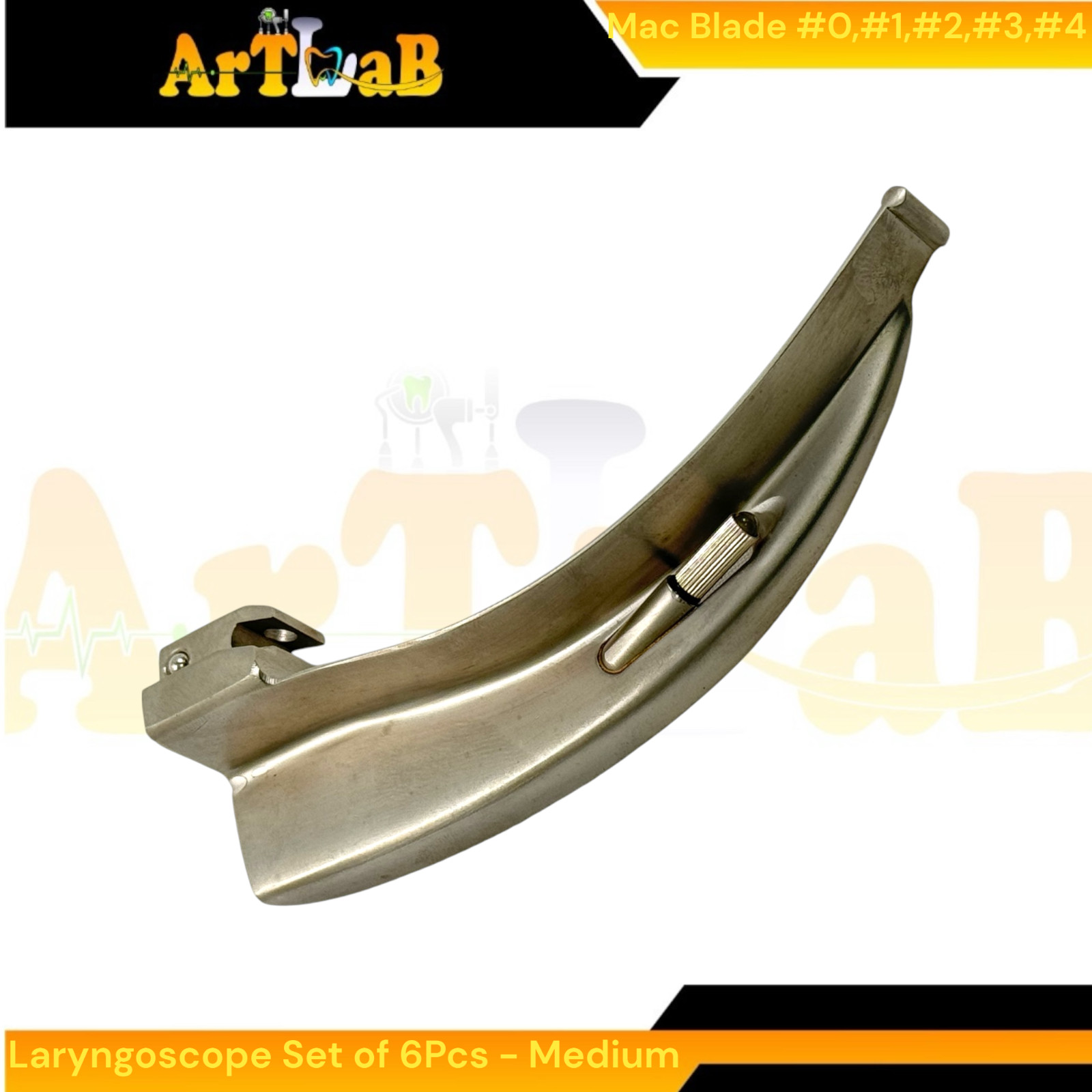 6pcs Set EMT Fiber-Optic Laryngoscope with Mac Blades #0 to #4 & Medium Handle