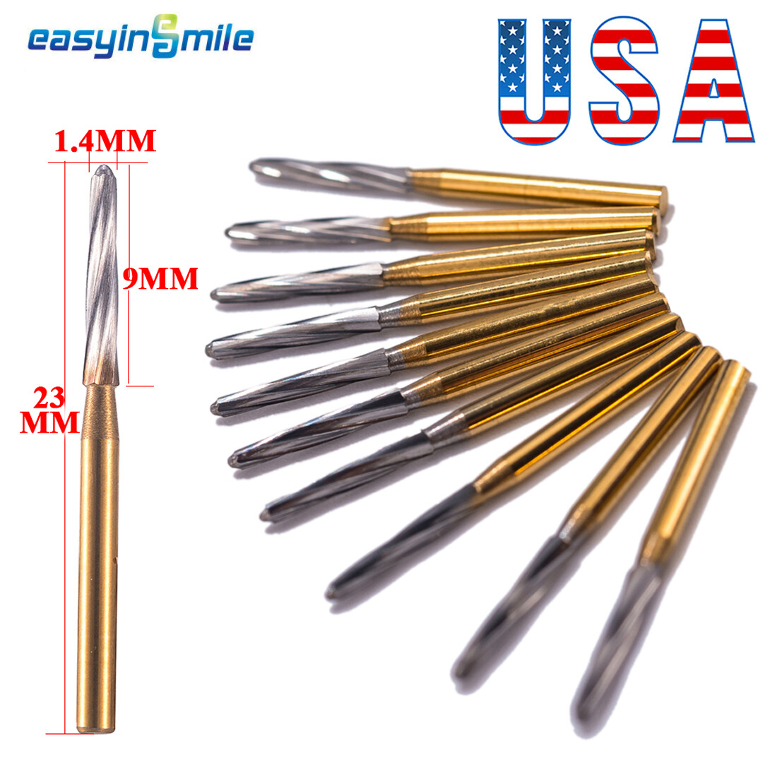 10Pc Dental Surgical Endo-Z Bur Carbide Tungsten Finishing cutter FG bur1.4*23mm