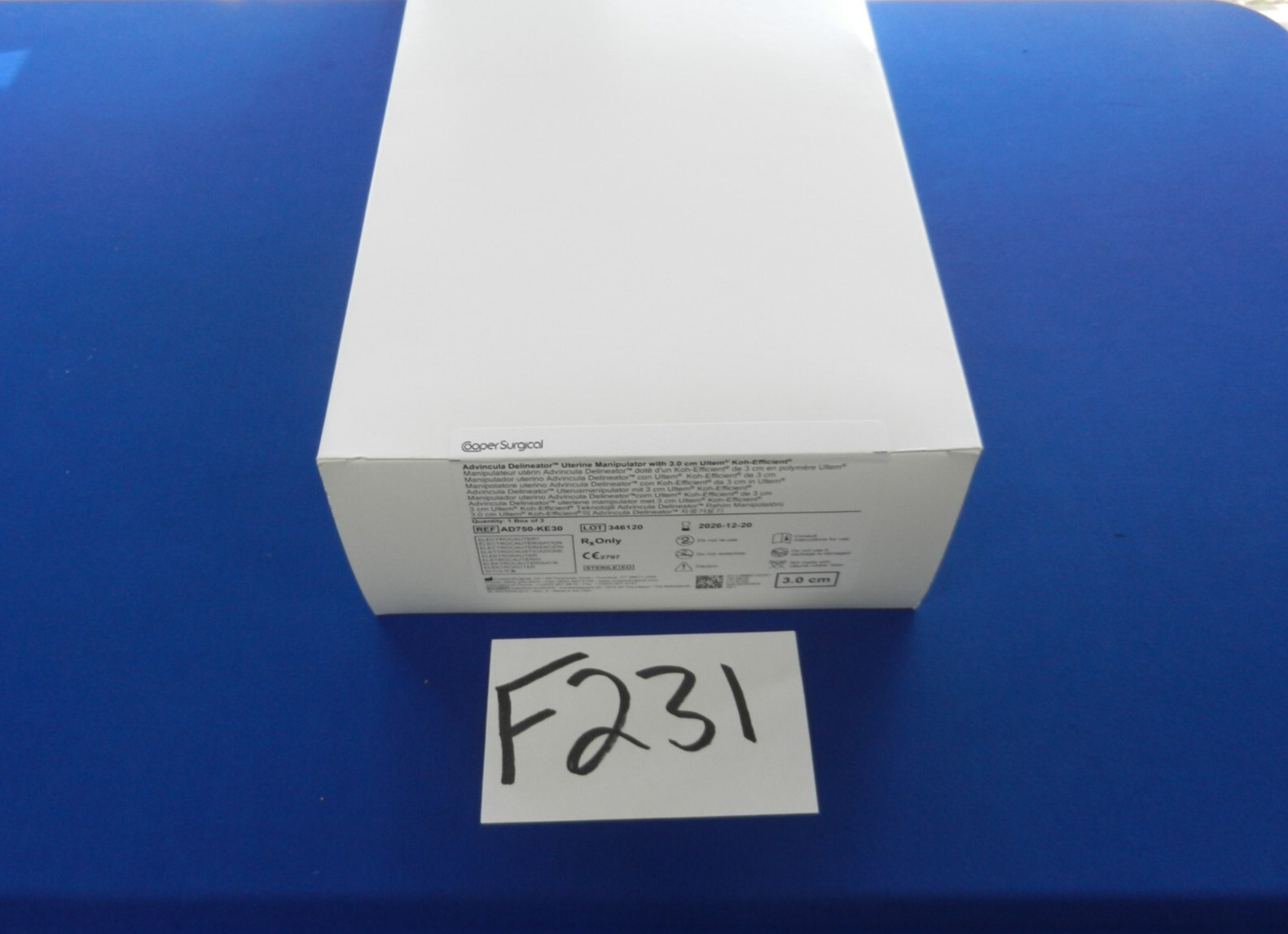 F231 CooperSurgical AD750-KE30 Advincula Delineator Box of 3!
