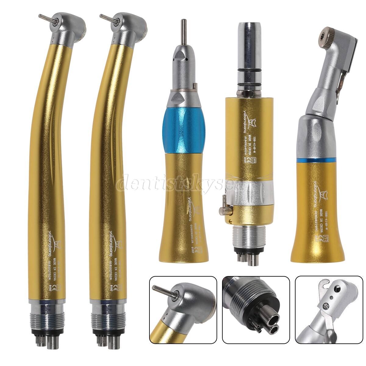 High/Low Speed Handpiece Straight Contra Angle Air Motor 4Holes Dental