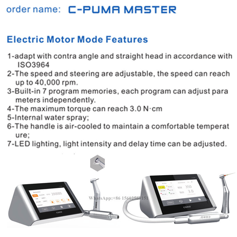 COXO C-PUMA Master Brushless Motor 100-2000 Dental Electric Motor LCD System CE