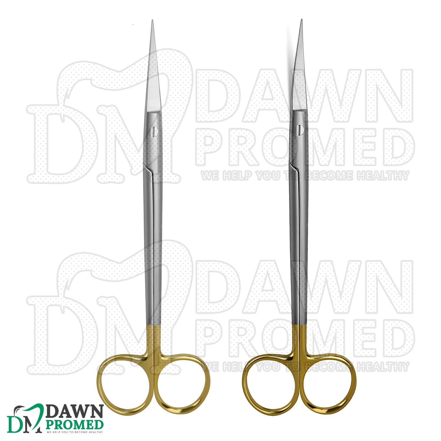 2 Pcs TC Kelly Scissors Straight & Curved 6.25″ Surgical Dental Instruments Set