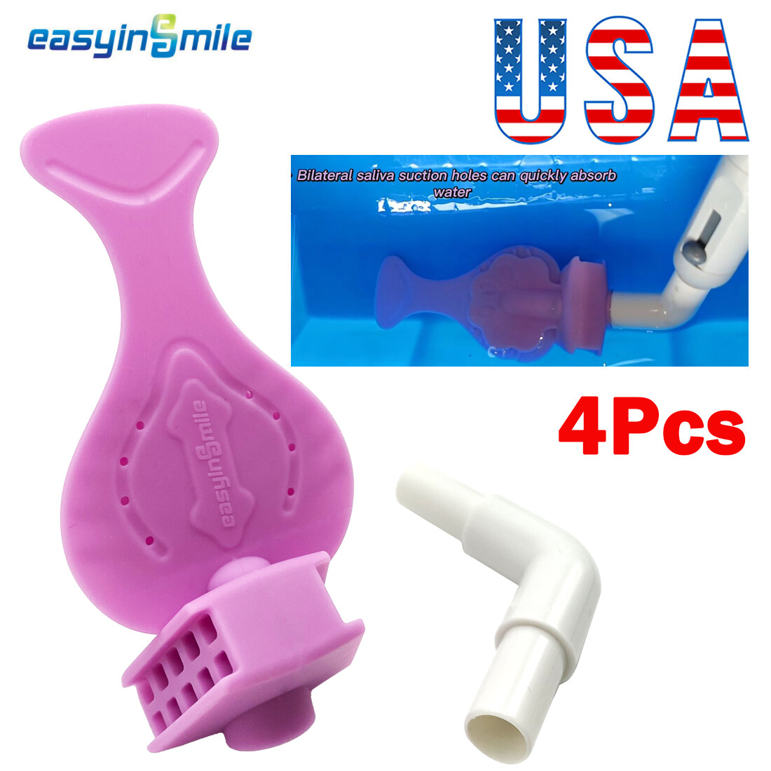 4X Dental Lab Sterilize Bite Block Saliva HVE Suction Tube Silicone Mouth Opener