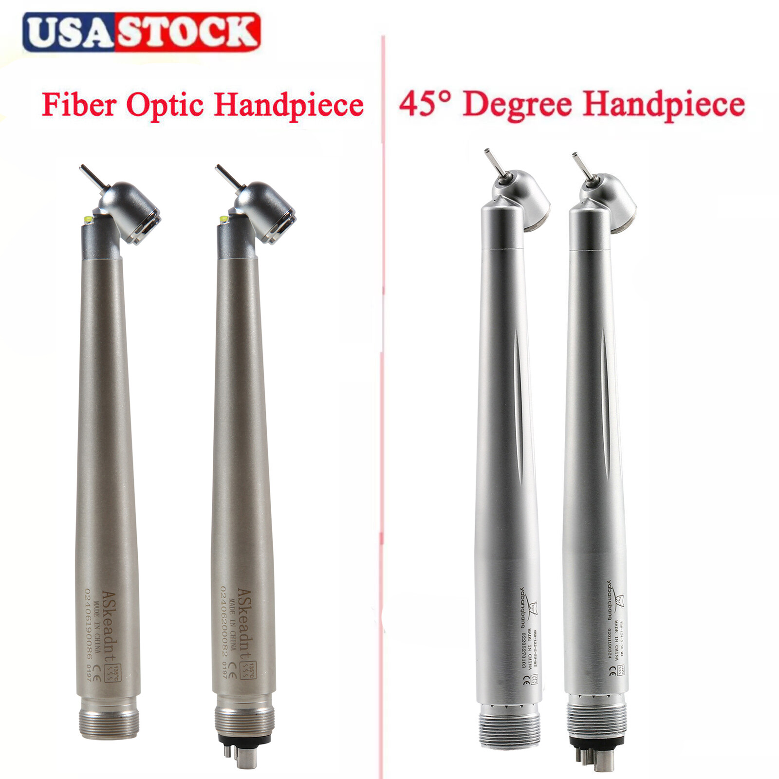 NSK Style Dental 45 Degree LED Optic /Non-LED 45° High Speed Handpiece 2 /4Holes