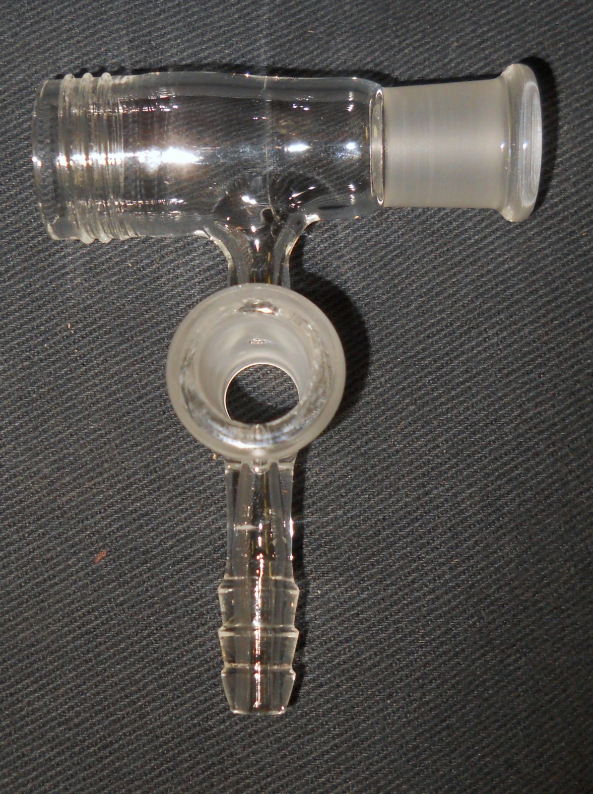 Glass 14/20 Outer Joint Flow Control Vacuum Adapter w/ 24-400 Thread