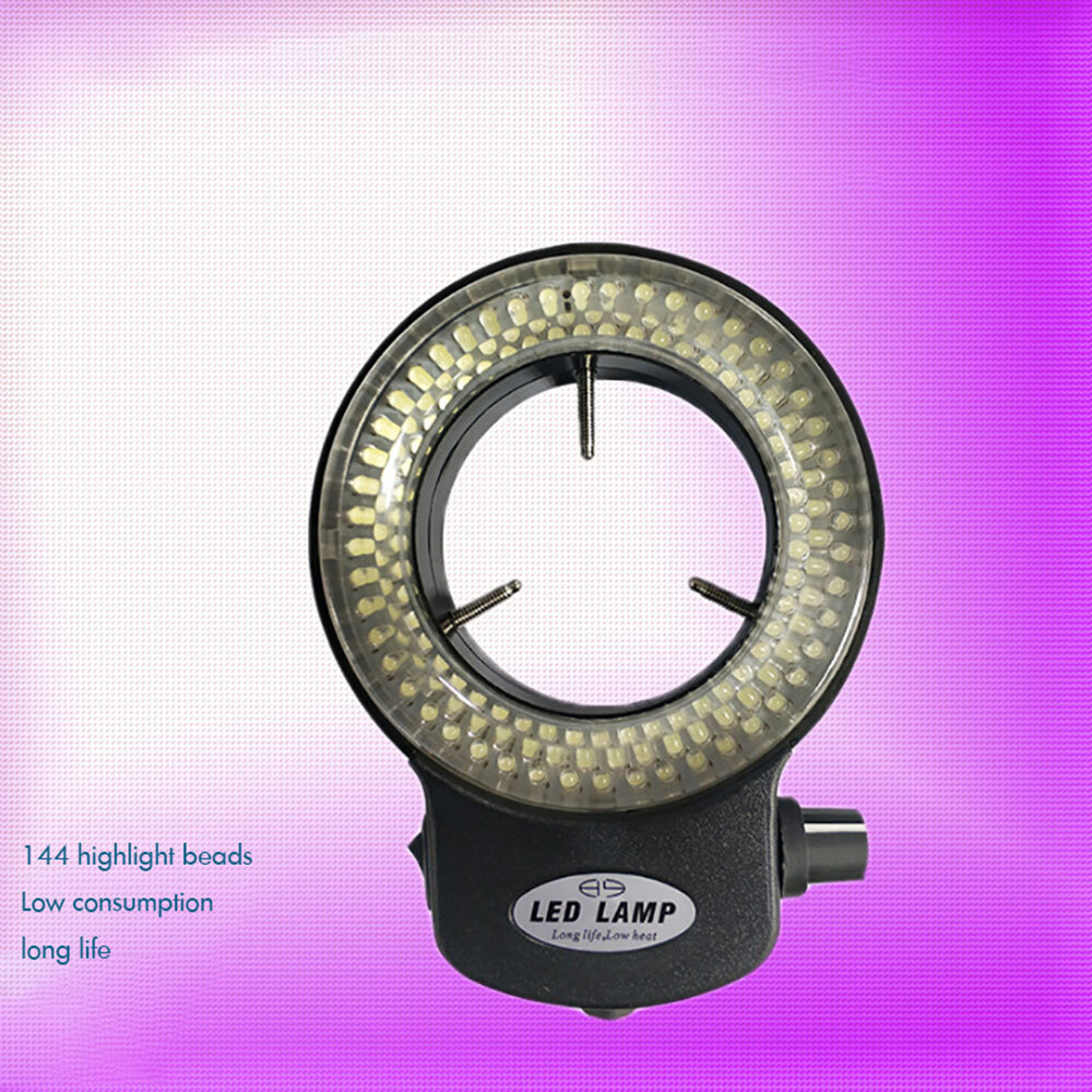 Bright 144 LED Bulbs Microscope Ring Light Illuminator Lamp Adjustable US Plug