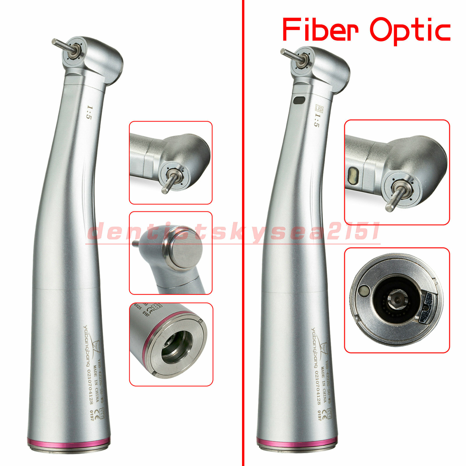 1-4pc 1:5 (LED Fiber Optic) Contra Angle Increasing Dental Handpiece YBB E-TYPE