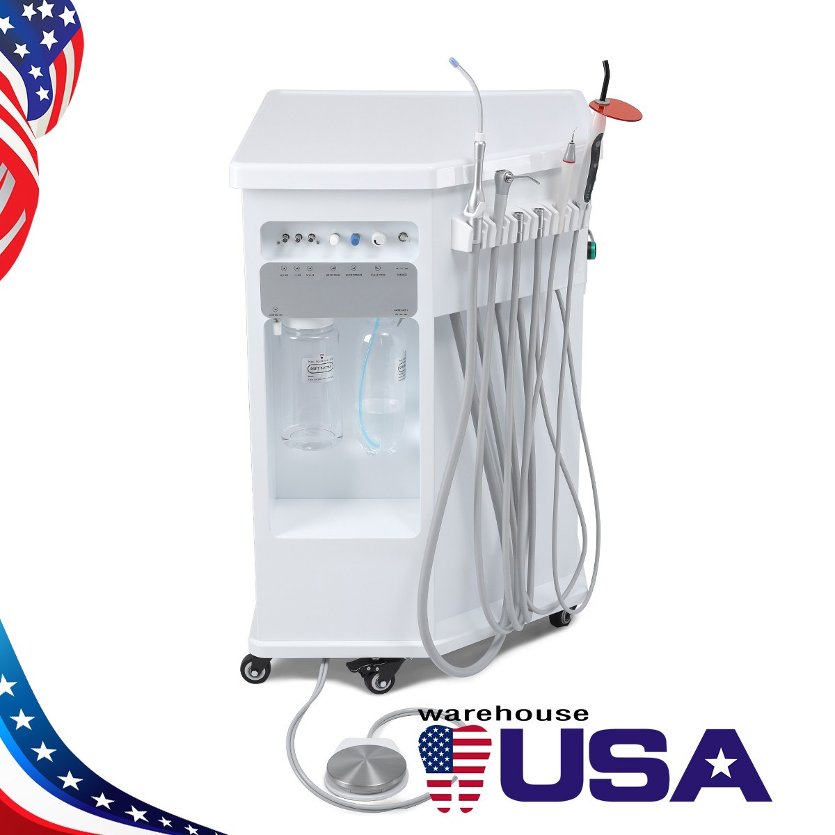 Dental Mobile Delivery Unit Built-in Drawers& Storage With Air Compressor 4Hole